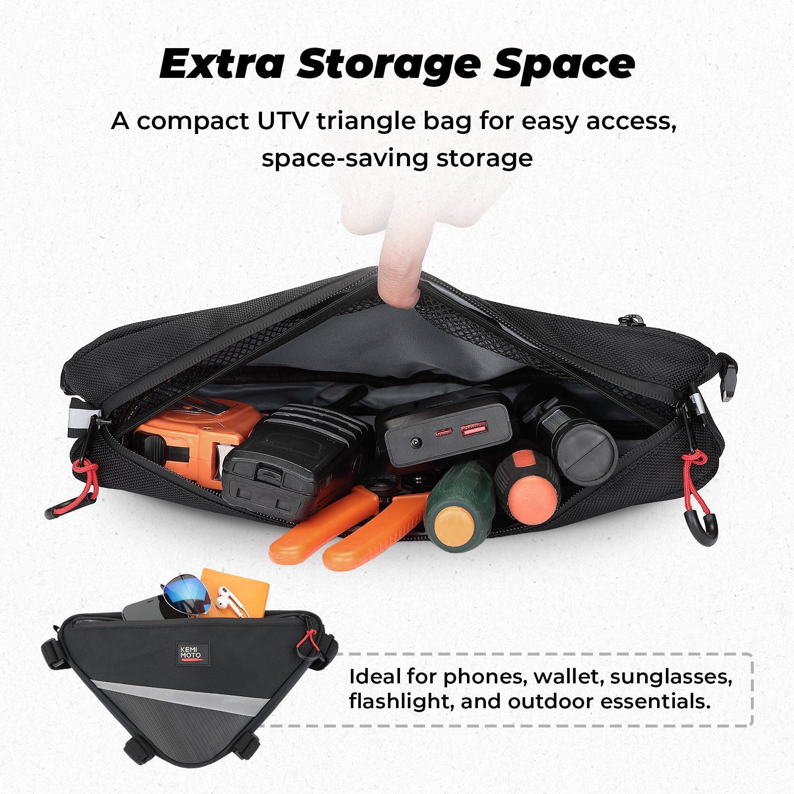 Photo of UTV Roll Bar Triangle Storage Bag by Kemimoto - Premium for UTVs / Side by Sides