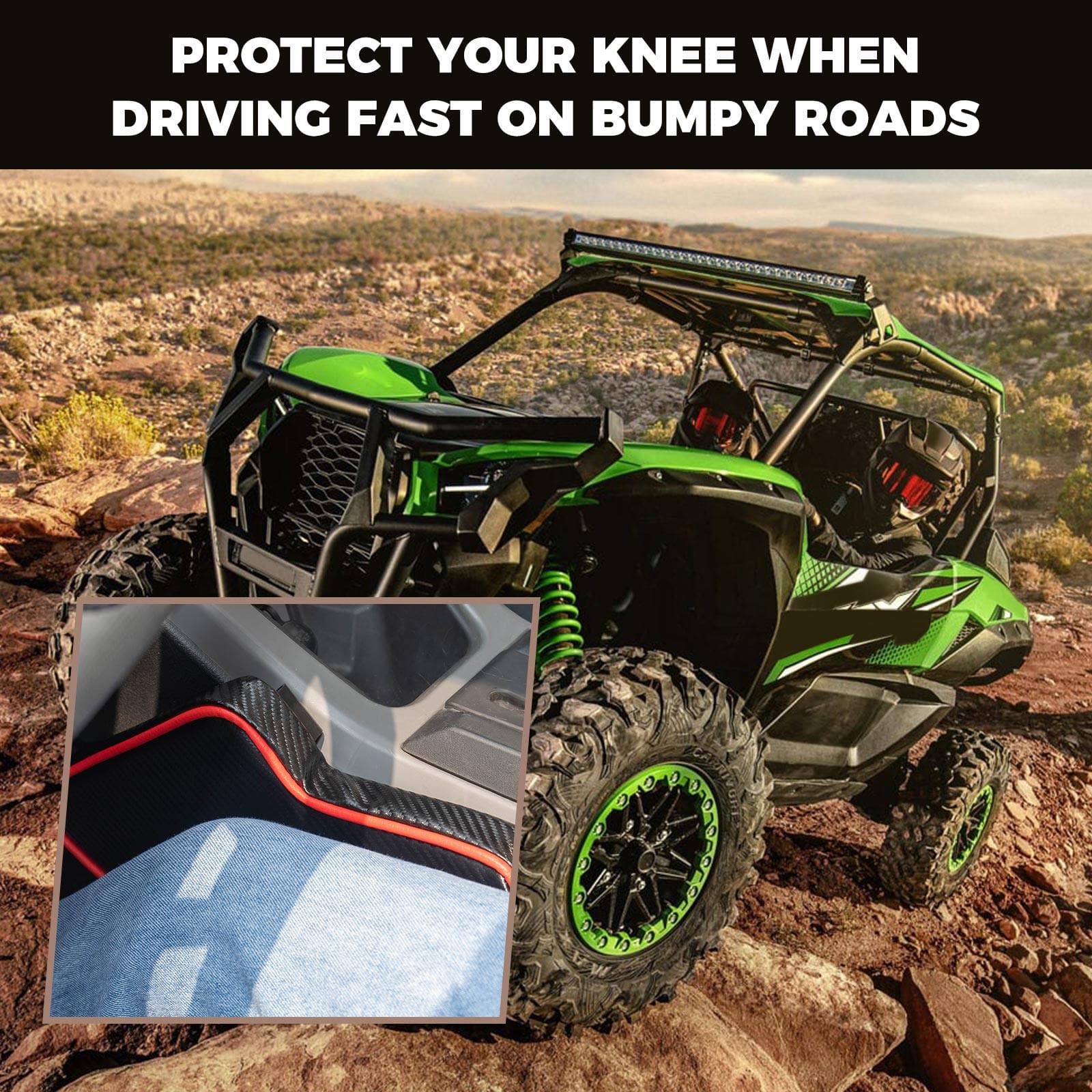 Photo of 1 Pair Protective Knee Pads for Kawasaki Teryx KRX 1000 by Kemimoto - Premium for UTVs / Side by Sides