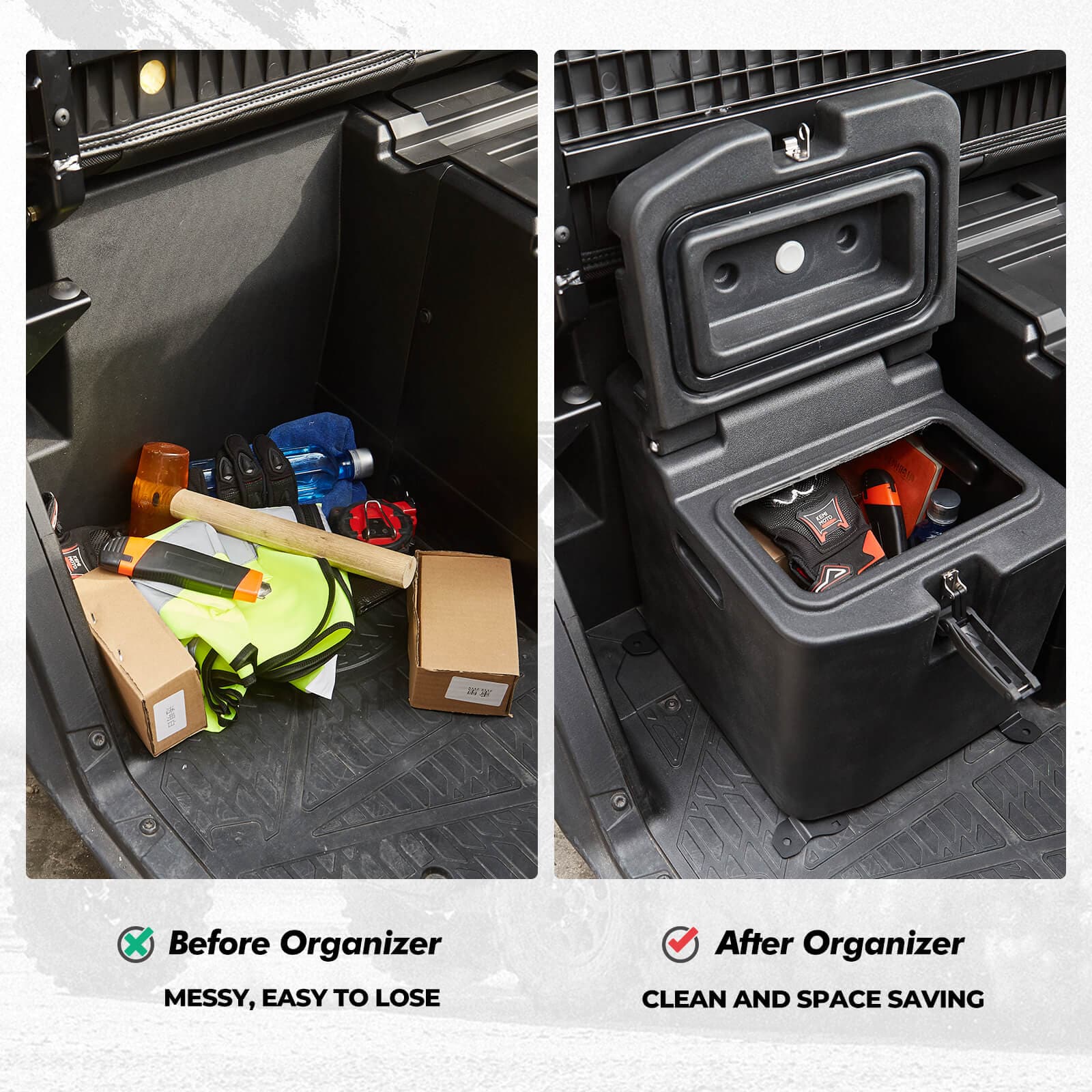 Photo of Under Seat Storage Box & Tail Light for Polaris Ranger by Kemimoto - Premium for UTVs / Side by Sides