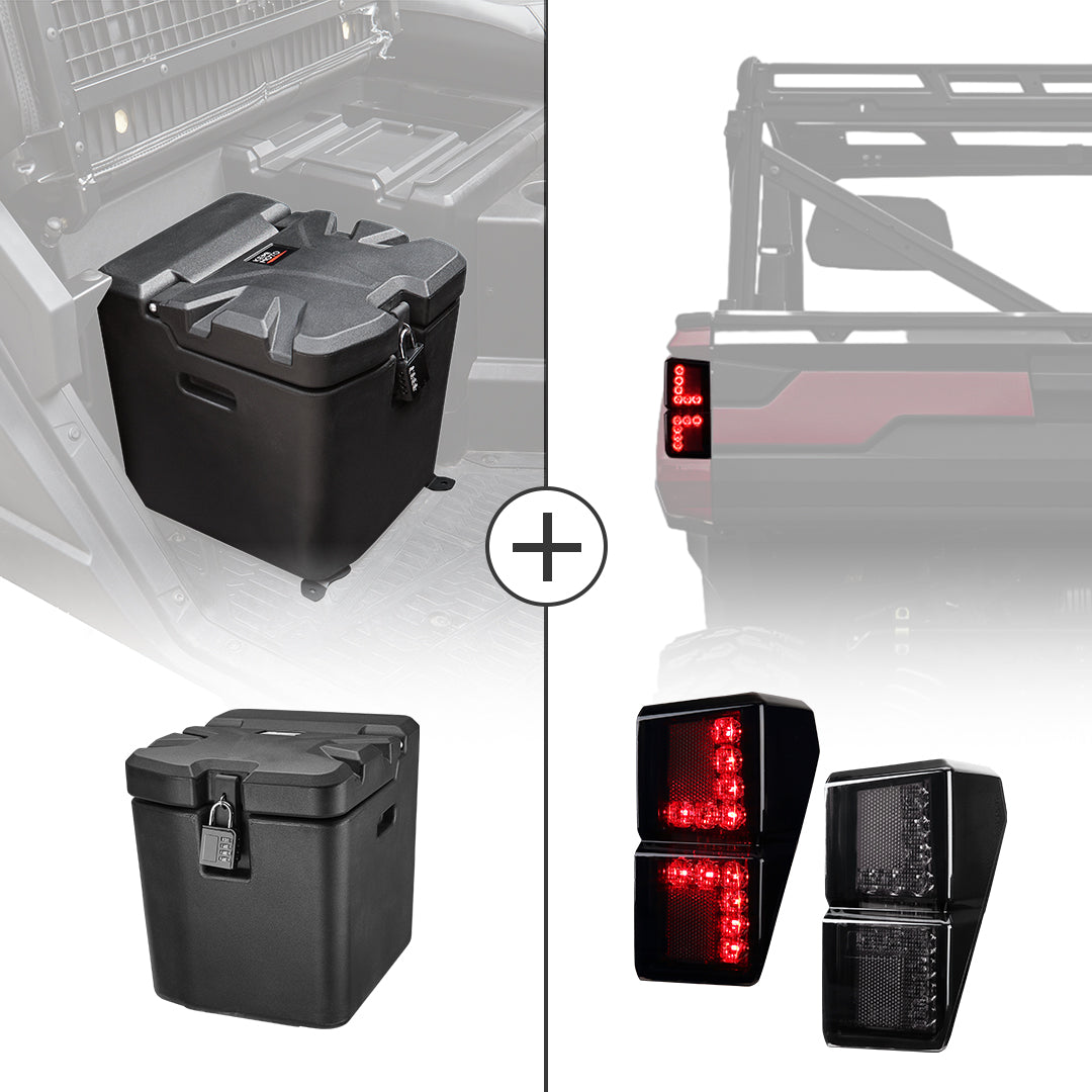 Photo of Under Seat Storage Box & Tail Light for Polaris Ranger by Kemimoto - Premium for UTVs / Side by Sides