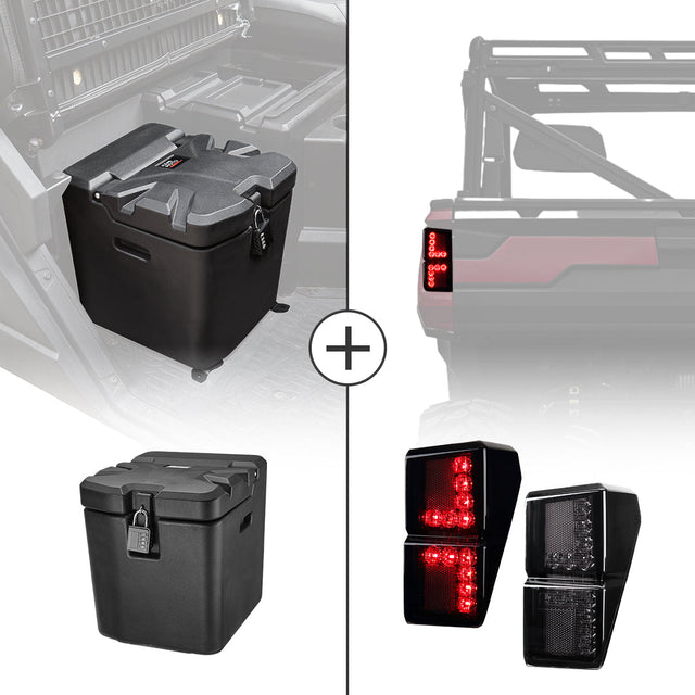 Photo of Under Seat Storage Box & Tail Light for Polaris Ranger by Kemimoto - Premium for UTVs / Side by Sides