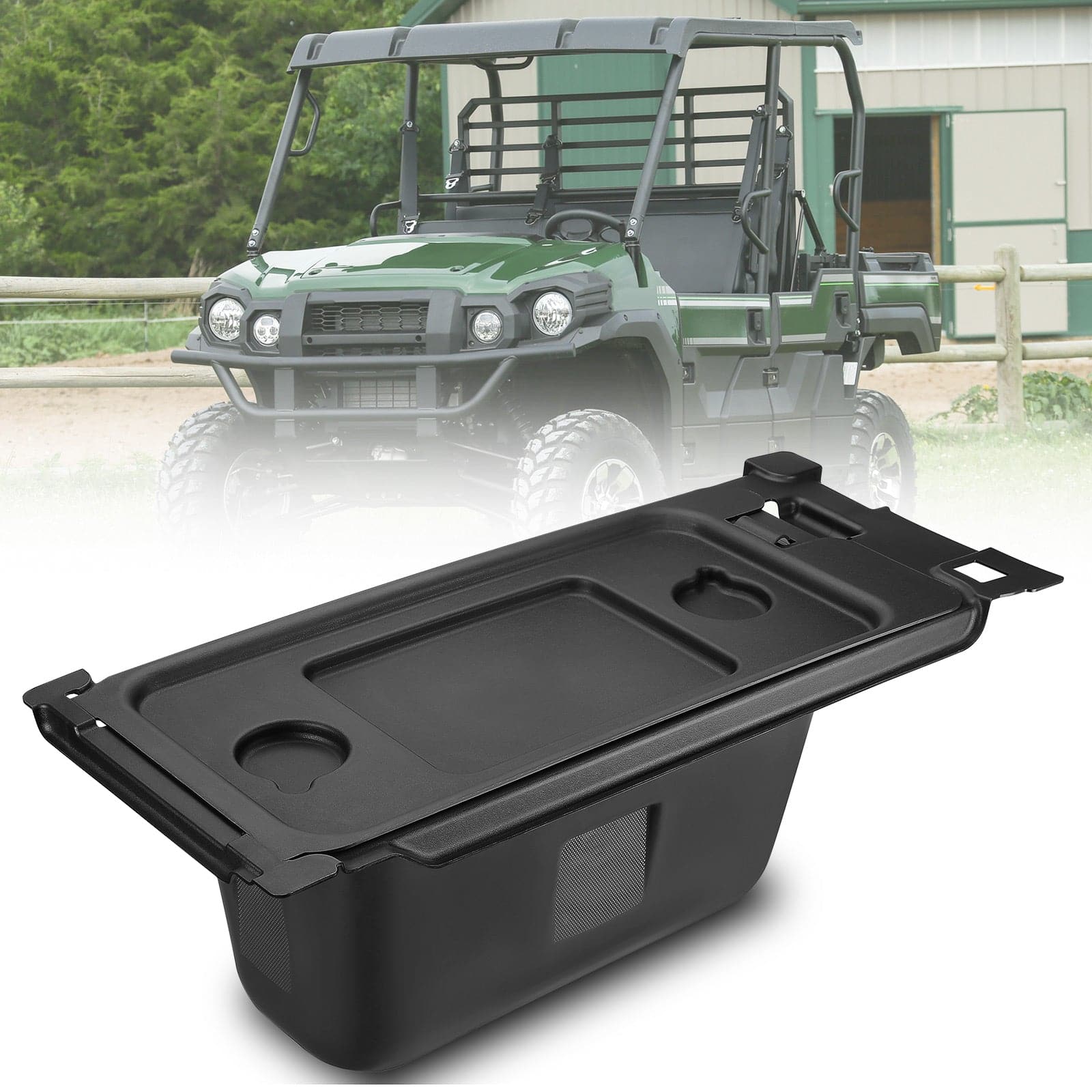 Photo of Under-Seat Storage Bin for Kawasaki Mule PRO-FX FXR FXT DX DXT by Kemimoto - Premium for UTVs / Side by Sides