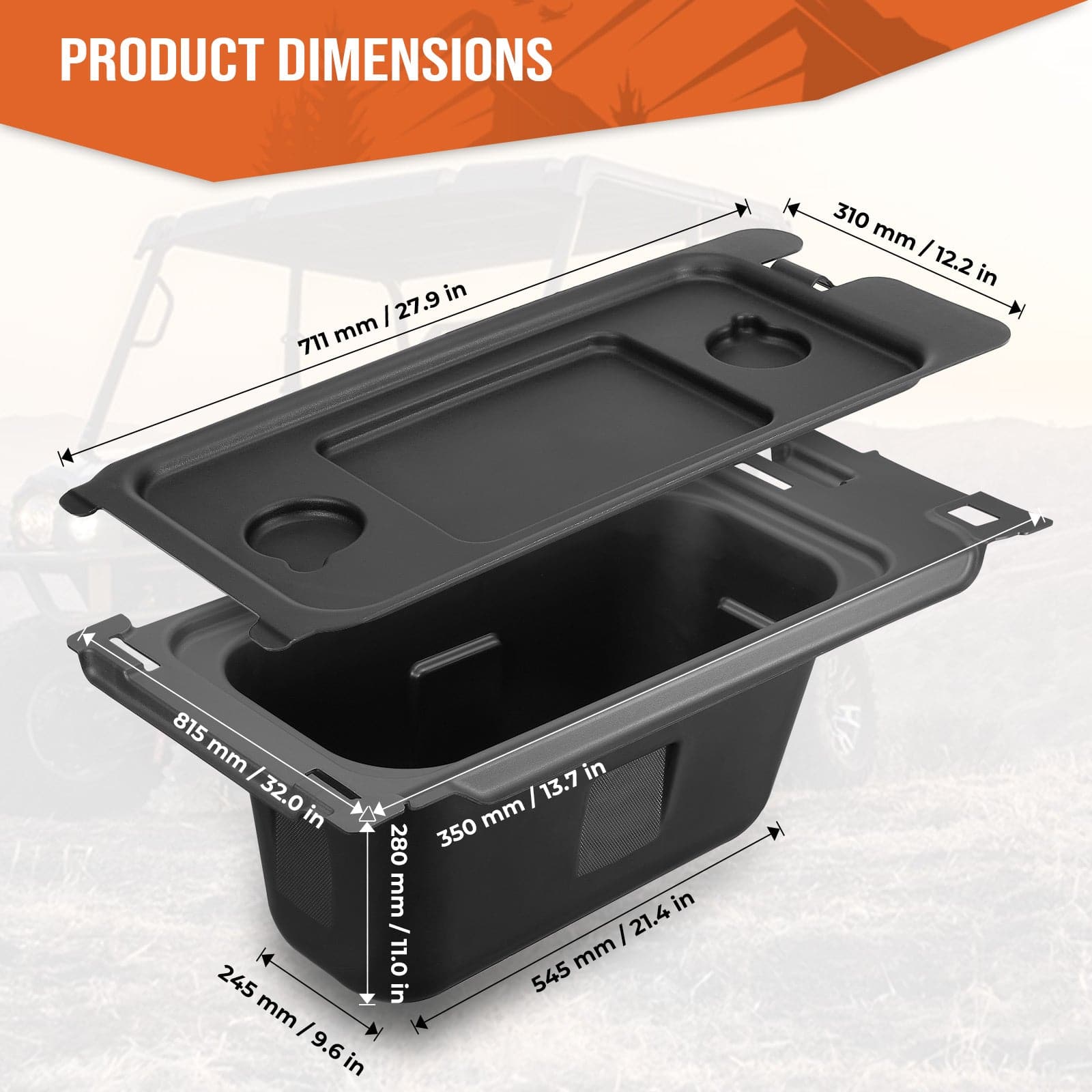 Photo of Under-Seat Storage Bin for Kawasaki Mule PRO-FX FXR FXT DX DXT by Kemimoto - Premium for UTVs / Side by Sides