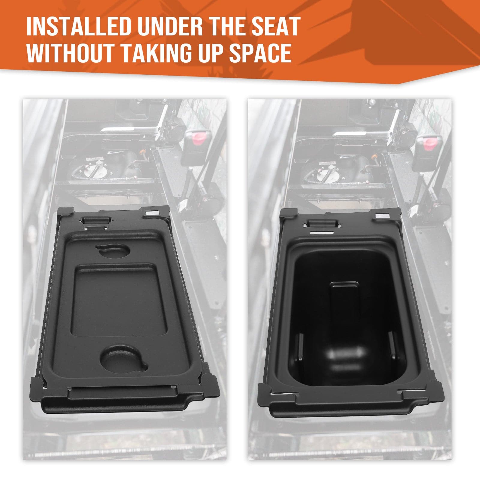 Photo of Under-Seat Storage Bin for Kawasaki Mule PRO-FX FXR FXT DX DXT by Kemimoto - Premium for UTVs / Side by Sides