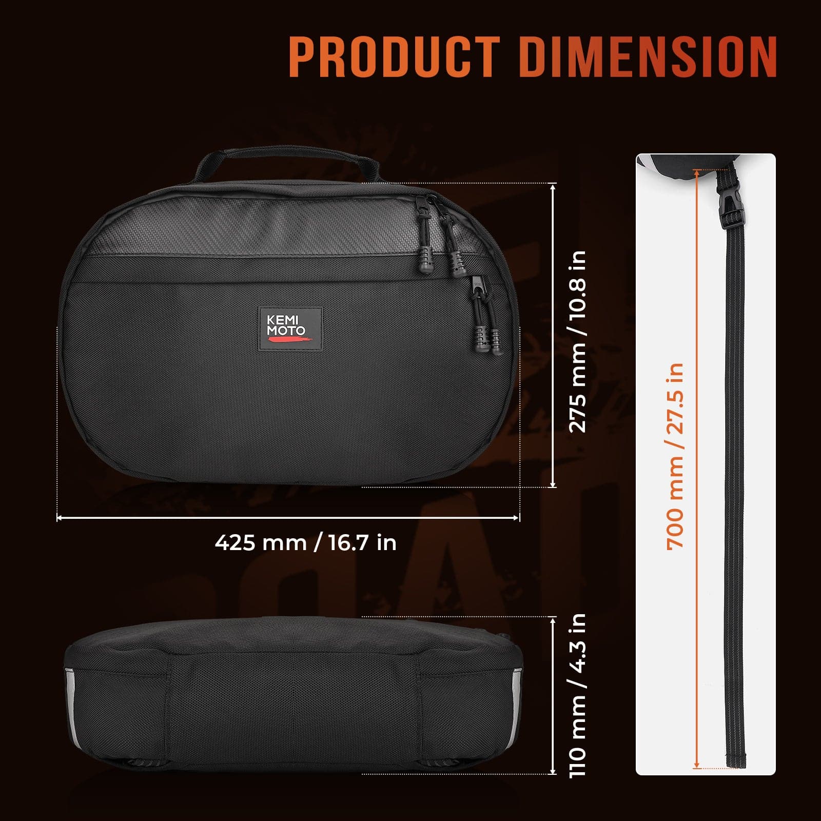 Photo of UTV Drive Belt Storage Bag with Reflective Strip by Kemimoto - Premium for UTVs / Side by Sides