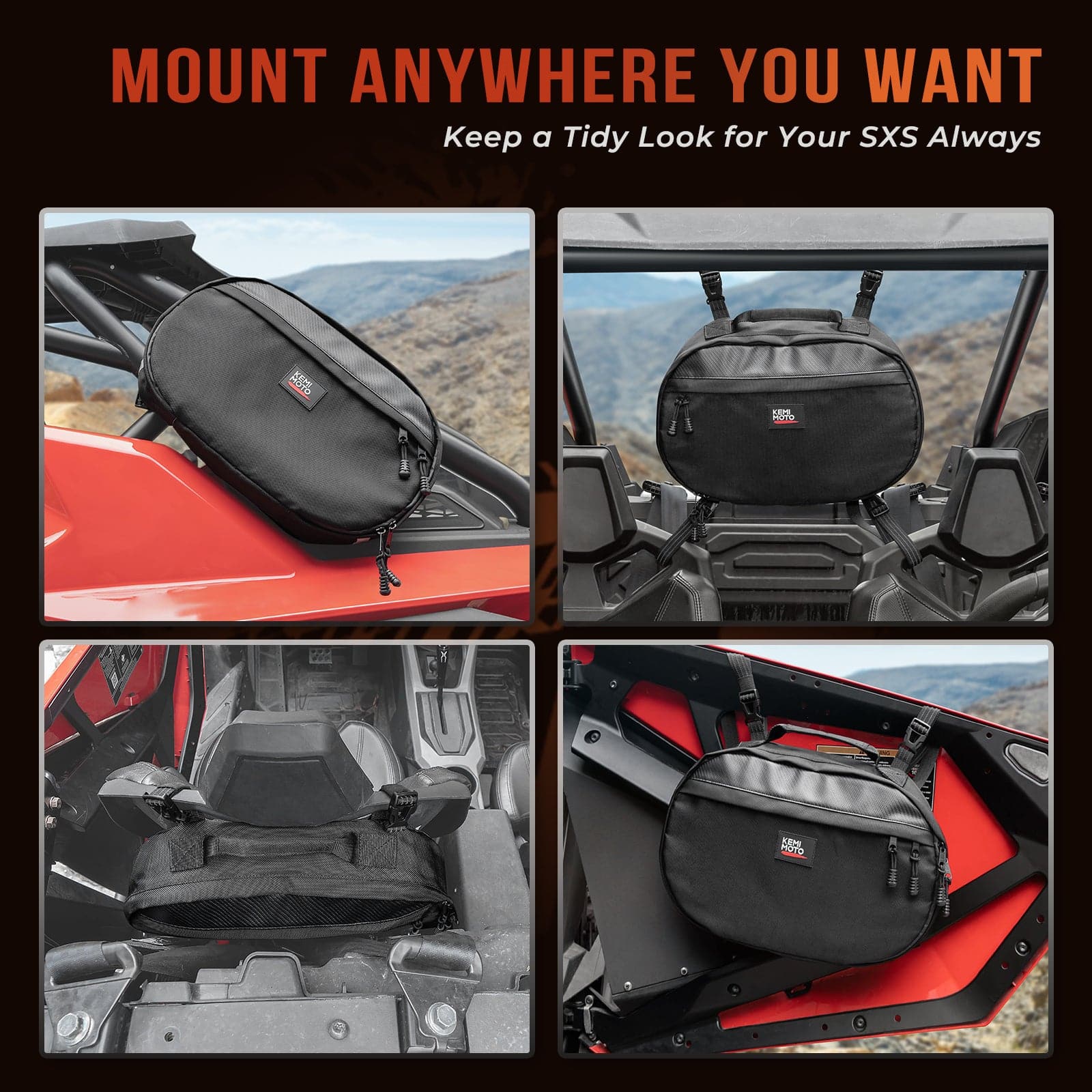 Photo of UTV Drive Belt Storage Bag with Reflective Strip by Kemimoto - Premium for UTVs / Side by Sides