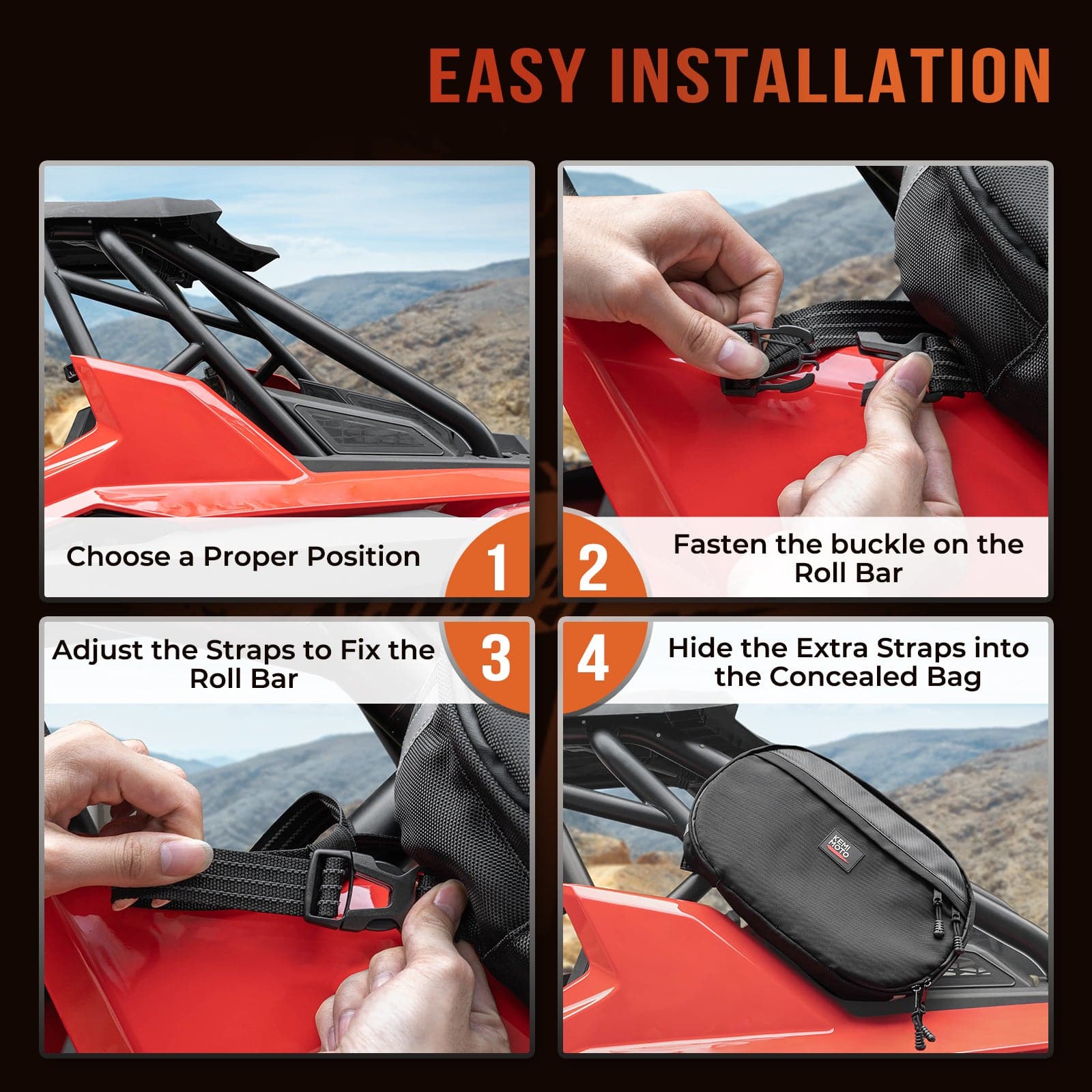 Photo of UTV Drive Belt Storage Bag with Reflective Strip by Kemimoto - Premium for UTVs / Side by Sides