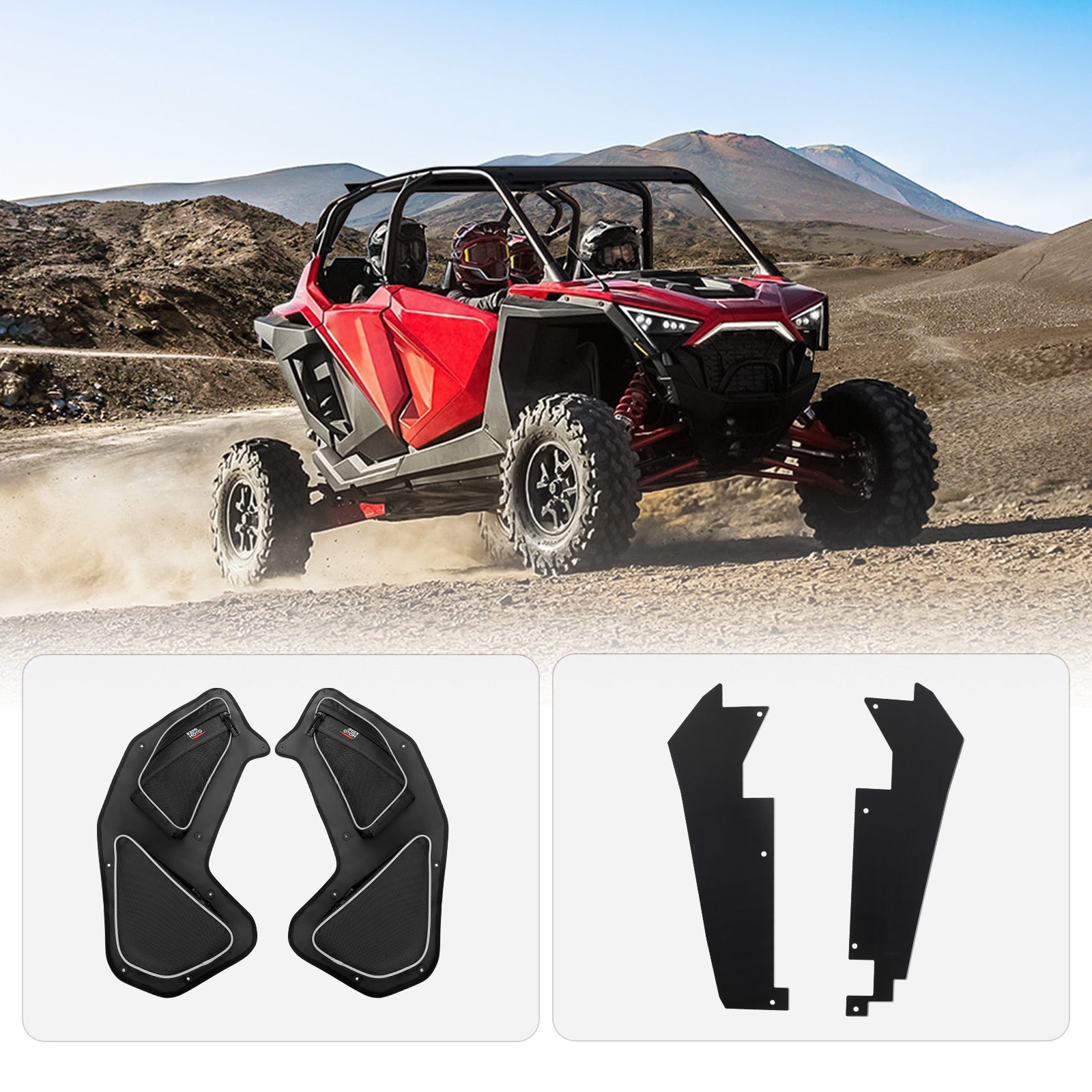 Photo of Rear Door Bags and Fender Flares for Polaris RZR by Kemimoto - Premium for UTVs / Side by Sides