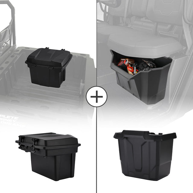 Photo of 20L Cargo Storage Box & Center Underseat Storage Bin for Can Am Defender by Kemimoto - Premium for UTVs / Side by Sides