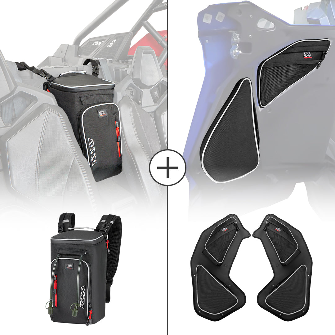 Photo of Kemimoto Cargo Bag Backpacks and Rear Door Bags for RZR PRO XP 4 2020+ by Kemimoto - Premium for UTVs / Side by Sides