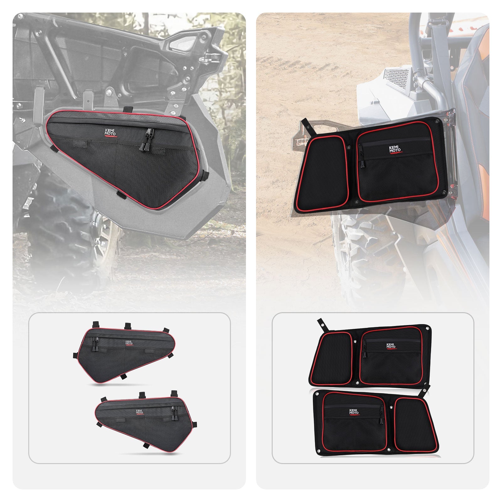 Photo of Lower Door Storage Bag & Rear Side Door Bags for Polaris RZR by Kemimoto - Premium for UTVs / Side by Sides