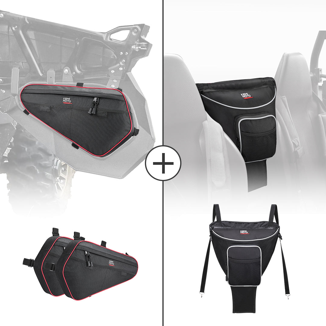 Photo of Lower Door Storage Bag & Center Storage Bag for Polaris RZR by Kemimoto - Premium for UTVs / Side by Sides