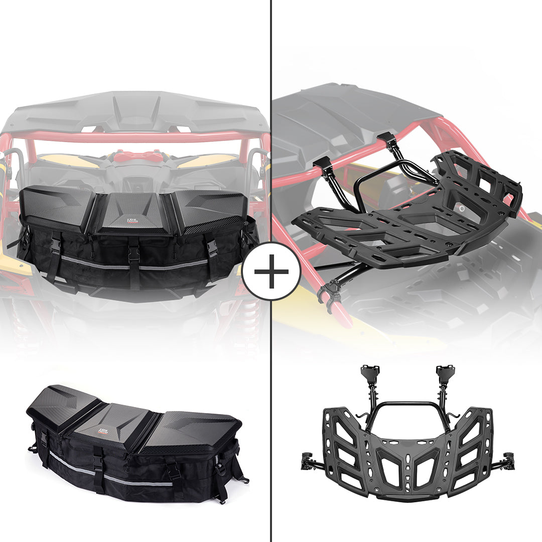 Photo of LinQ Pivoting Rack & Rear Storage Bag for Maverick X3/MAX by Kemimoto - Premium for UTVs / Side by Sides