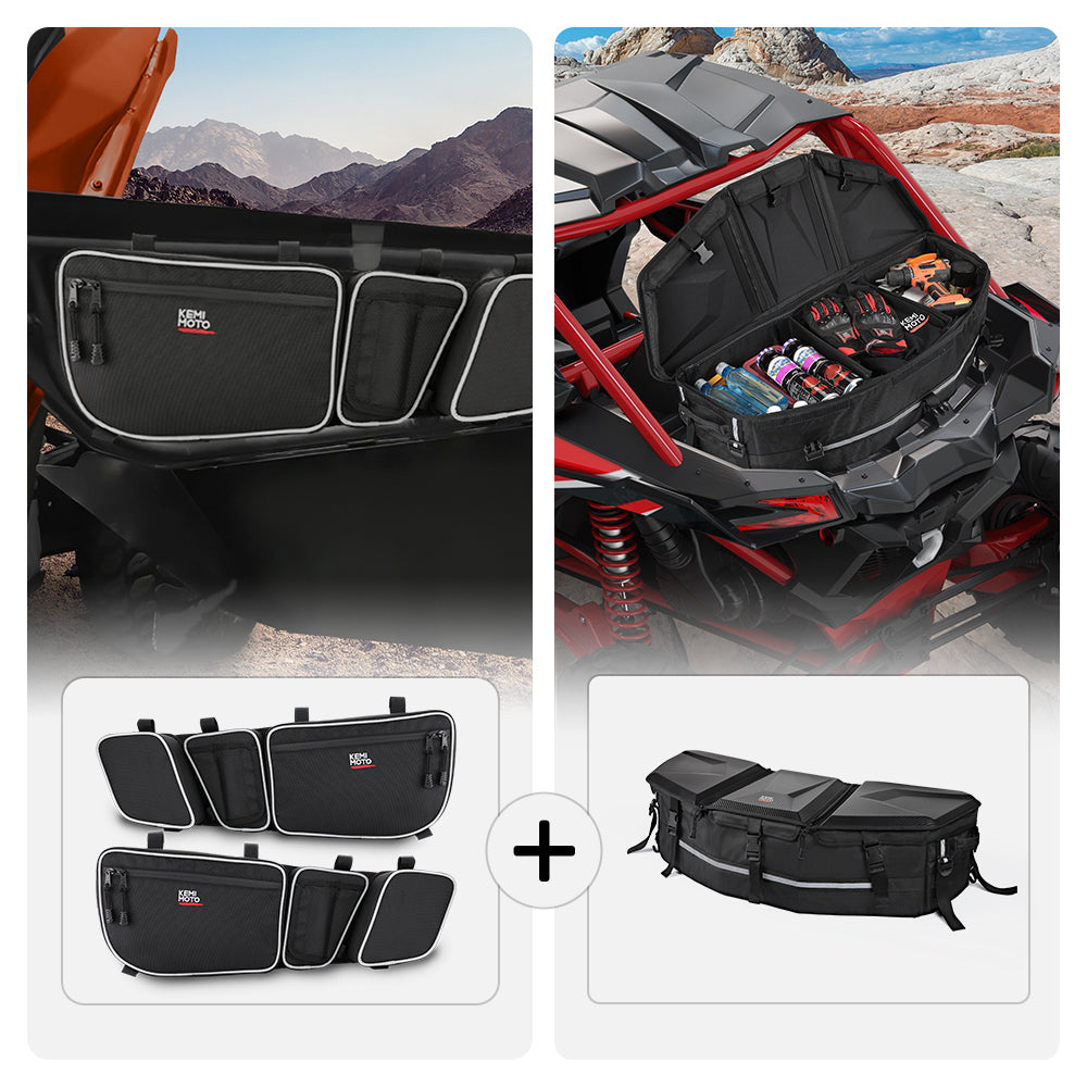 Photo of Kemimoto Front & Rear Storage Bags for Can-Am Maverick X3 by Kemimoto - Premium for UTVs / Side by Sides