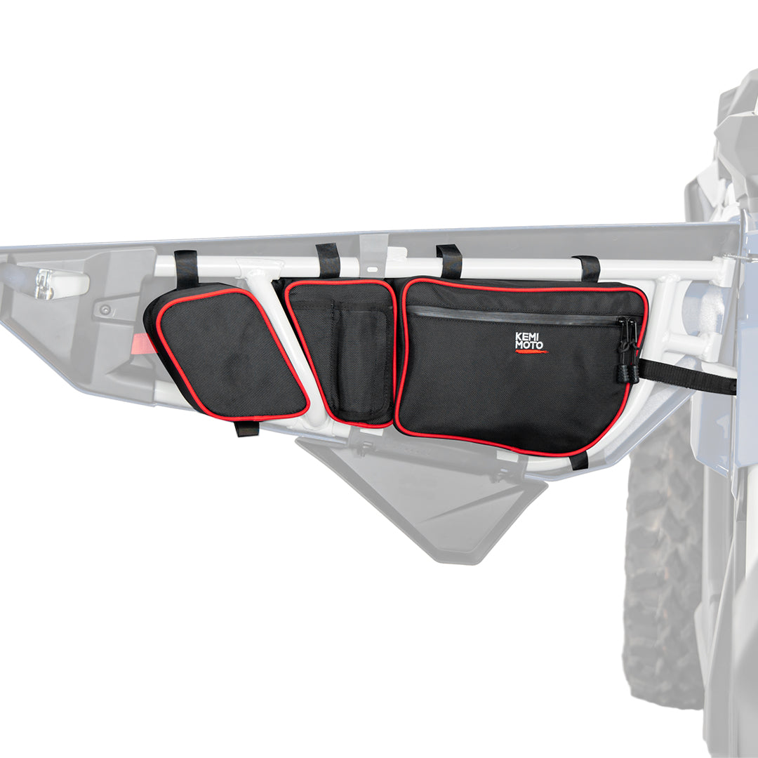 Photo of Kemimoto Door Bags with Removable Knee Pads for Can-Am Maverick X3 - Red by Kemimoto - Premium for UTVs / Side by Sides