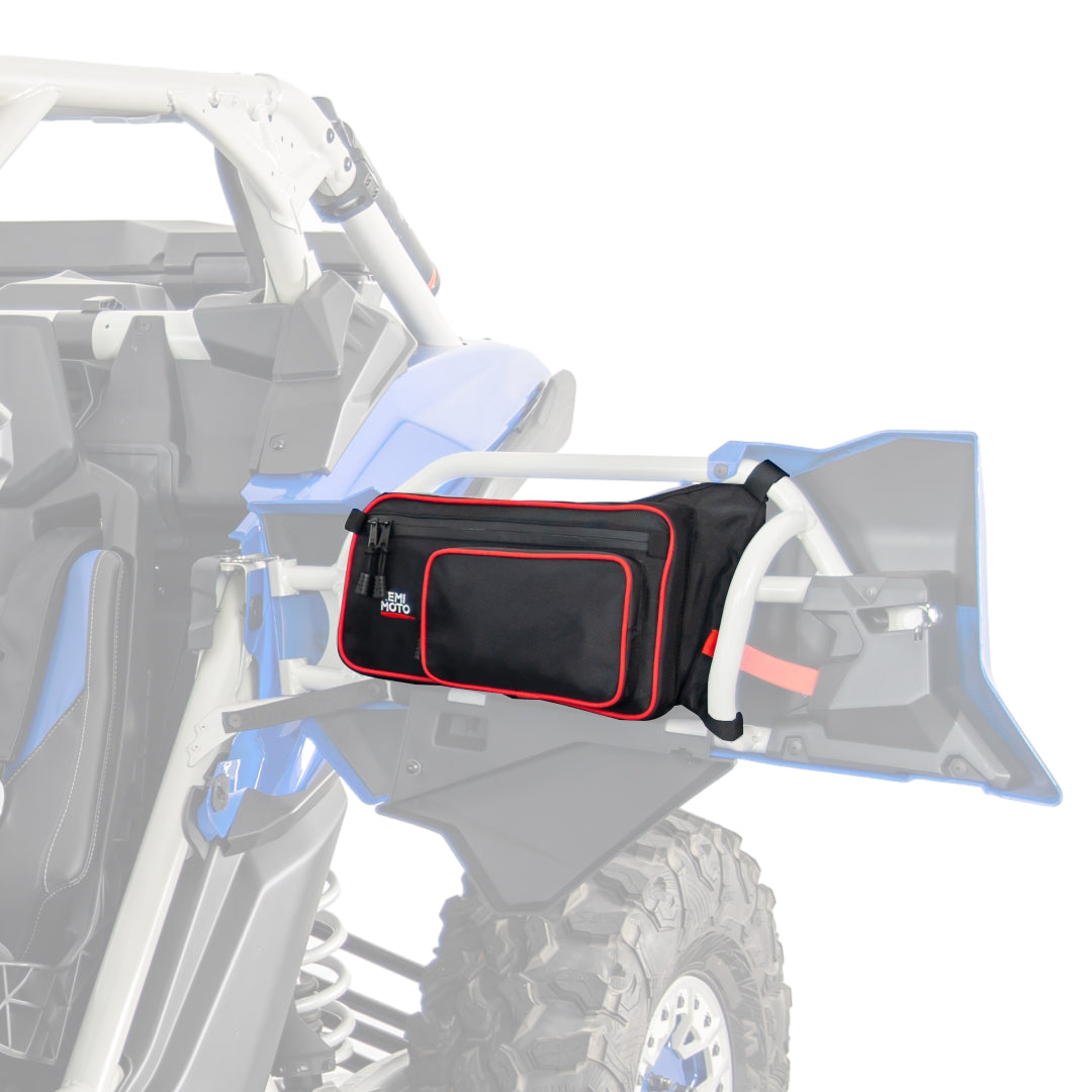 Photo of One Set Rear Upper Door Bags for Can-Am Maverick X3 MAX - Red by Kemimoto - Premium for UTVs / Side by Sides