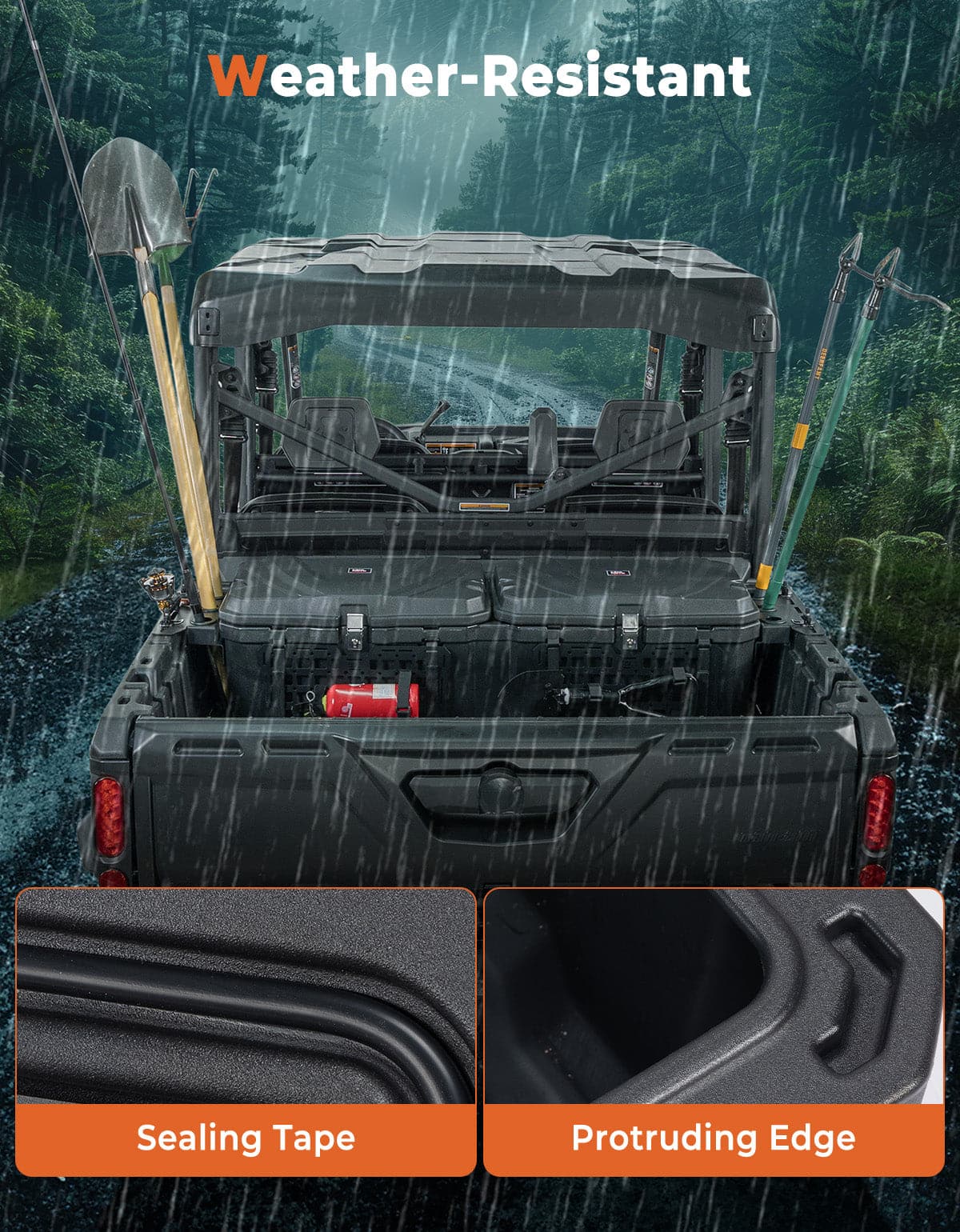 Photo of 110L Lockable Cargo Box for Can-Am Defender HD10|9|8|7|5 by Kemimoto - Premium for UTVs / Side by Sides