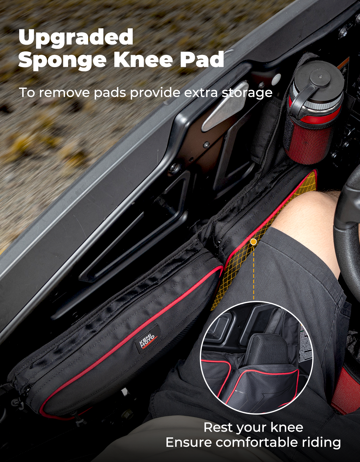 Photo of UTV Front Side Door Bags for Polaris RZR, Red by Kemimoto - Premium for UTVs / Side by Sides