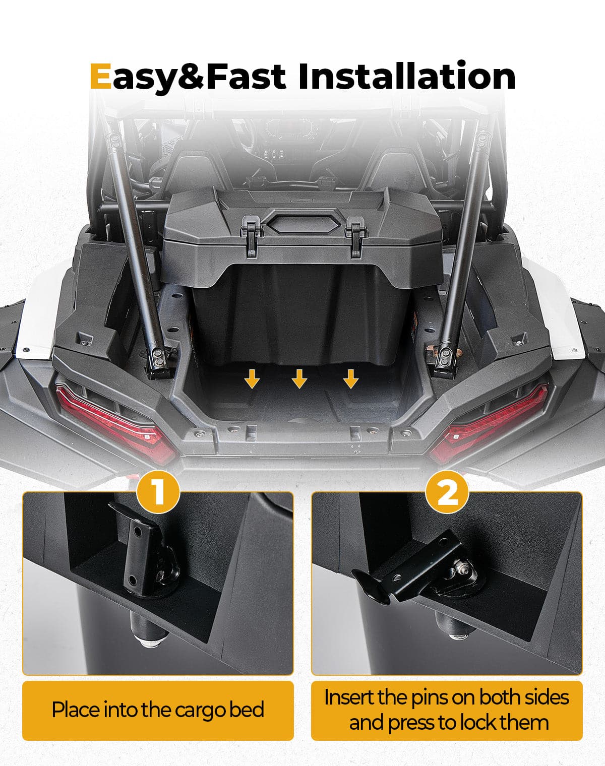 Photo of Rear Cargo Box 82QT for Polaris RZR XP 1000/4 1000 2024-2025 by Kemimoto - Premium for UTVs / Side by Sides