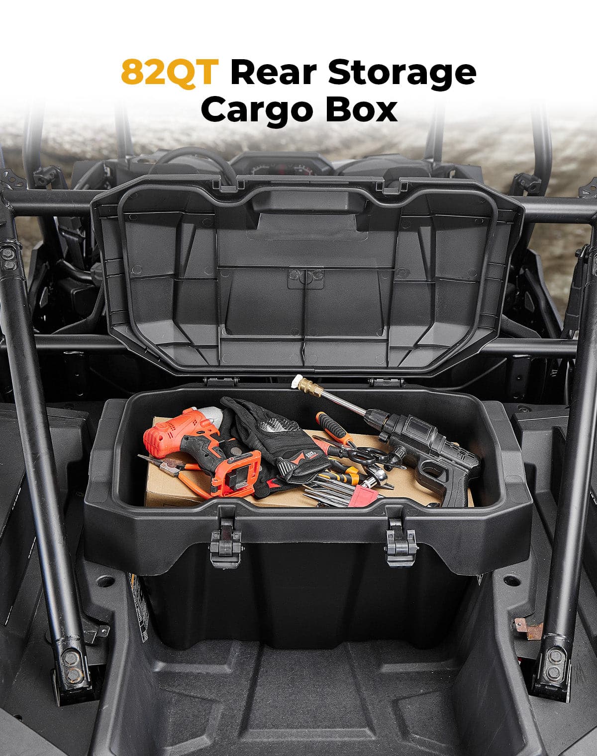 Photo of Rear Cargo Box 82QT for Polaris RZR XP 1000/4 1000 2024-2025 by Kemimoto - Premium for UTVs / Side by Sides