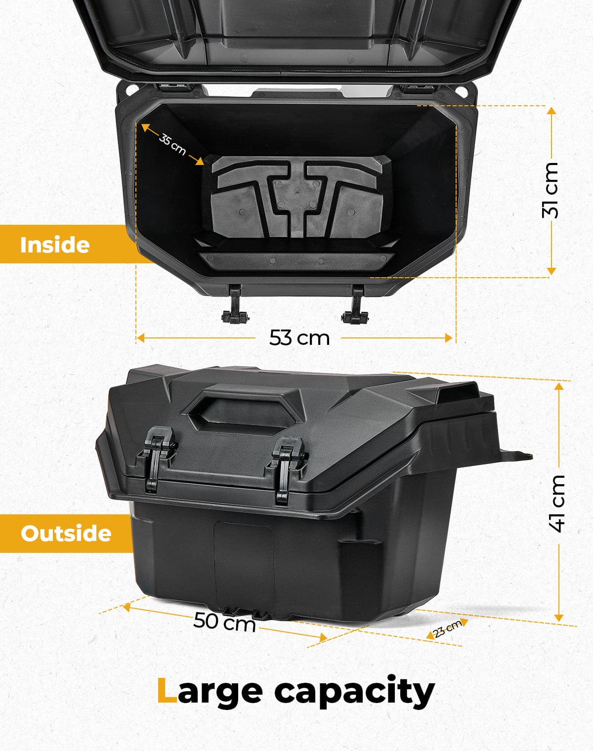 Photo of Rear Cargo Box 55QT for Polaris RZR XP 1000/4 1000 2024-2025 by Kemimoto - Premium for UTVs / Side by Sides