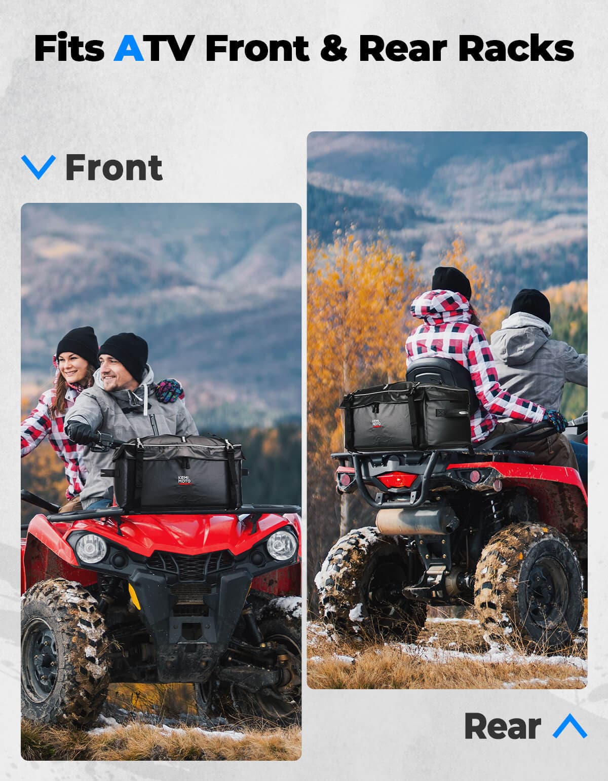 Photo of 900D Water-Resistant ATV Storage Bag for Polaris Sportsman Arctic Cat Kawasaki by Kemimoto - Premium for UTVs / Side by Sides