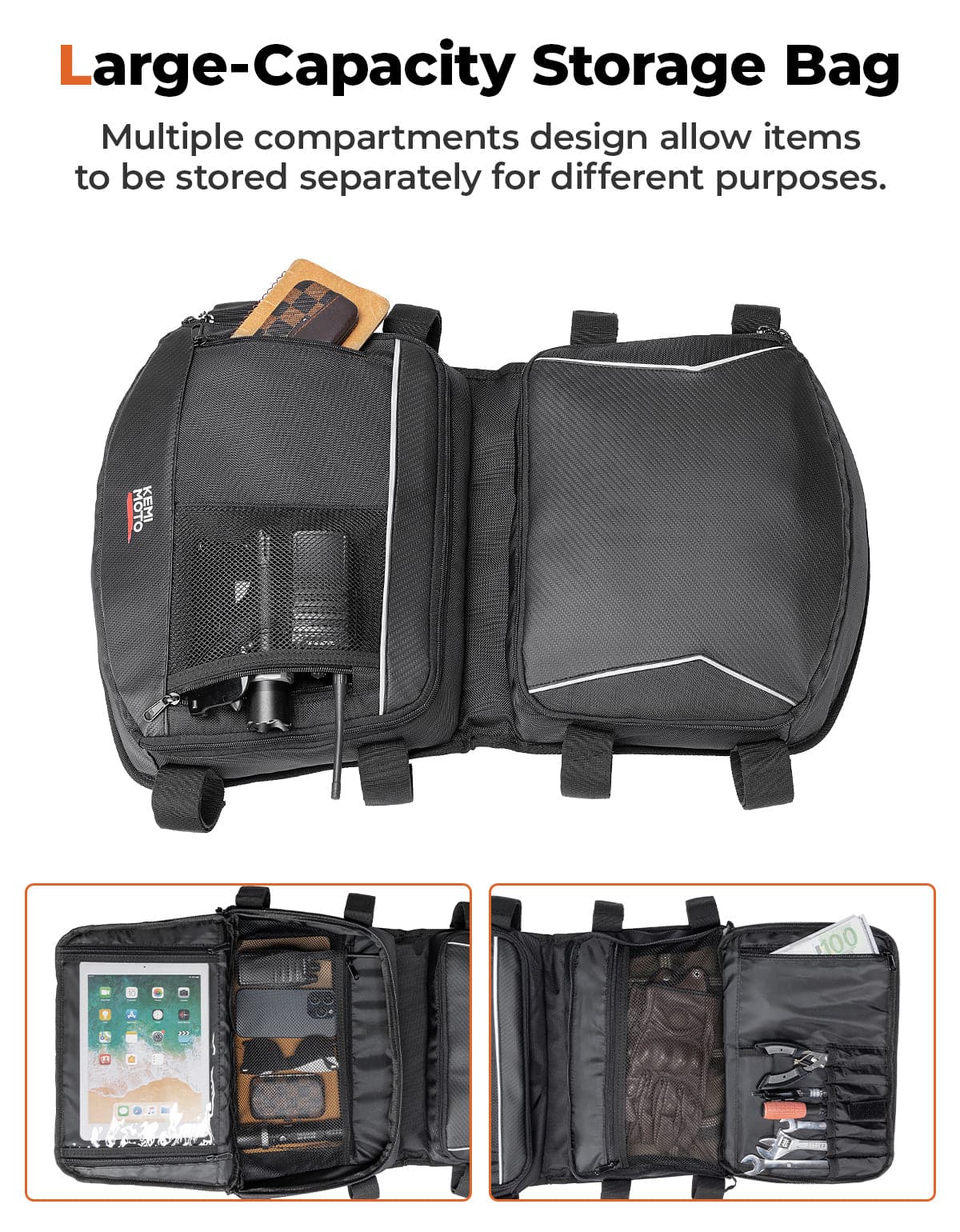 Photo of Roof Storage Bag with Tablet Holder for Can-Am Maverick X3 / X3 MAX by Kemimoto - Premium for UTVs / Side by Sides