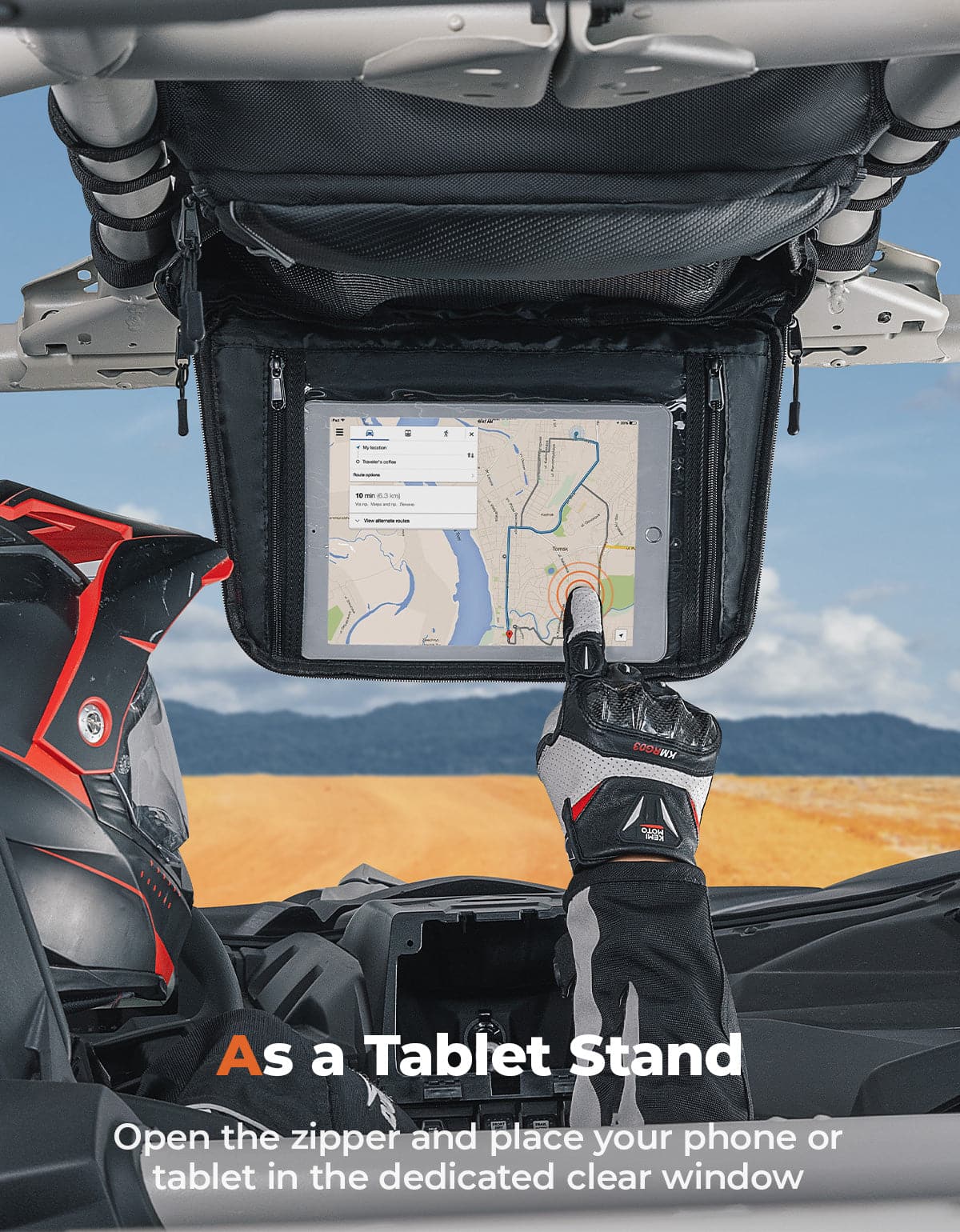 Photo of Roof Storage Bag with Tablet Holder for Can-Am Maverick X3 / X3 MAX by Kemimoto - Premium for UTVs / Side by Sides