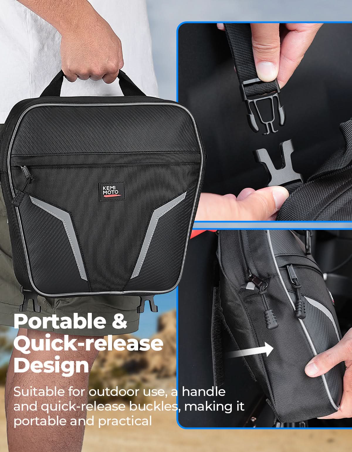 Photo of Universal Door Storage Bags for Polaris RZR, Ranger, Can-Am, CFMOTO by Kemimoto - Premium for UTVs / Side by Sides