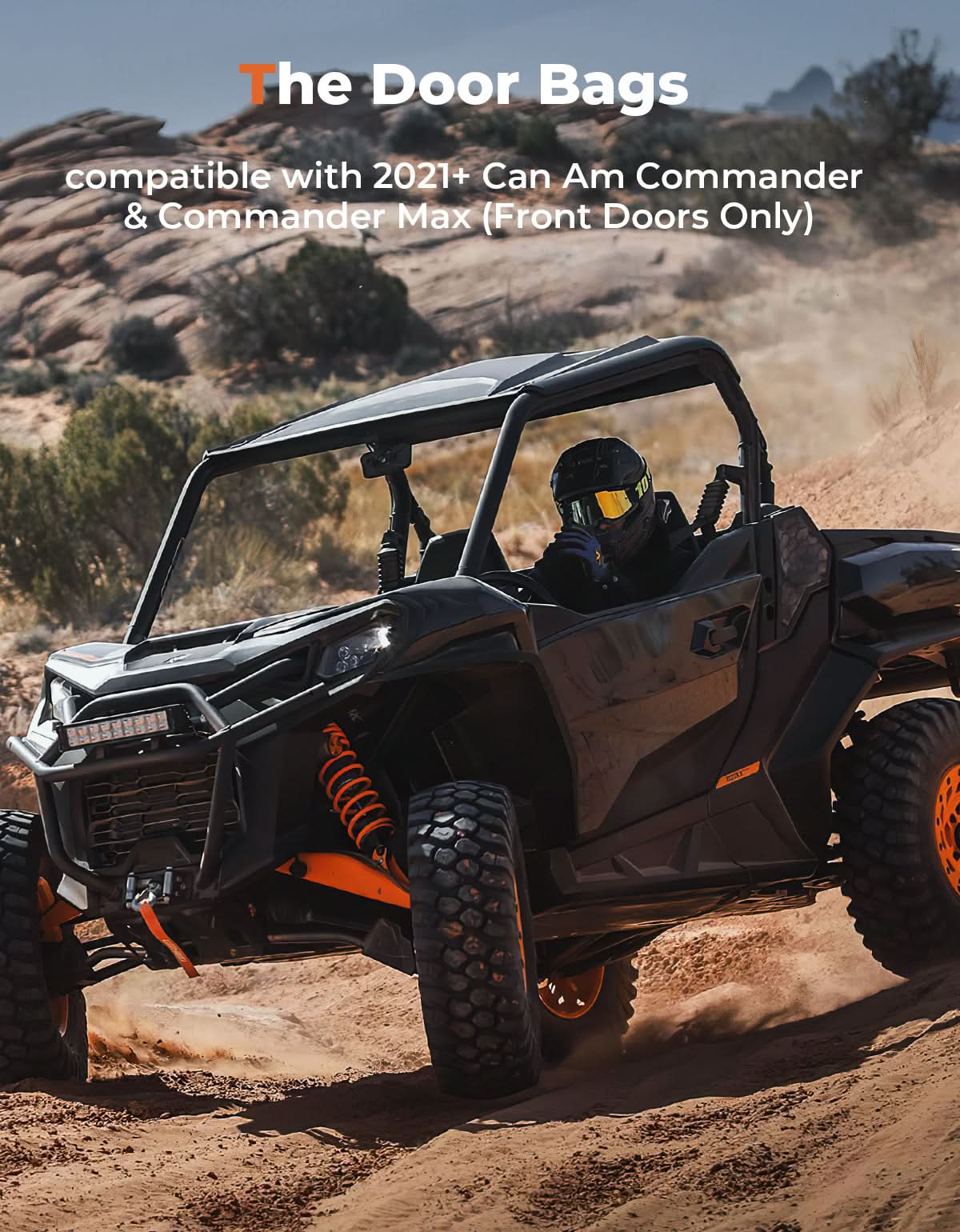 Photo of Kemimoto 1Pair Door Bags with Knee Pads for Can Am Commander by Kemimoto - Premium for UTVs / Side by Sides