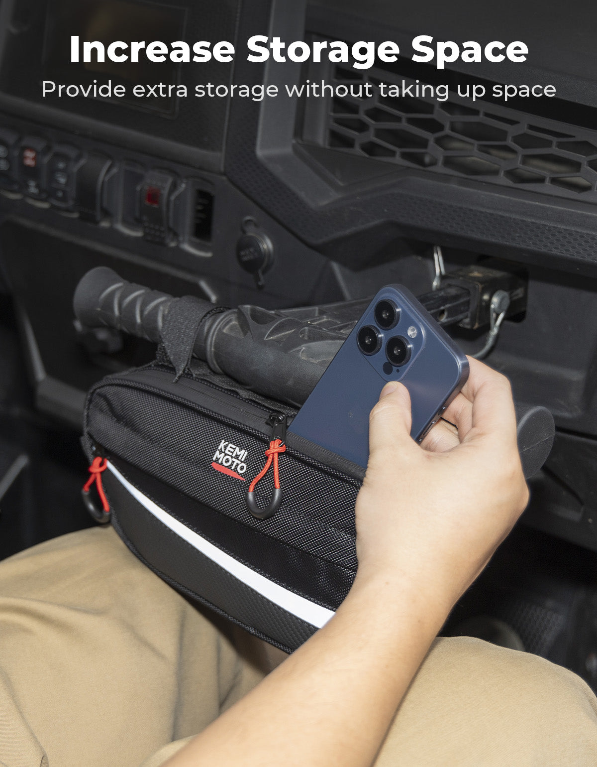 Photo of 1680D Storage Bag 11" x 5" for UTV ATV Golf Cart by Kemimoto - Premium for UTVs / Side by Sides