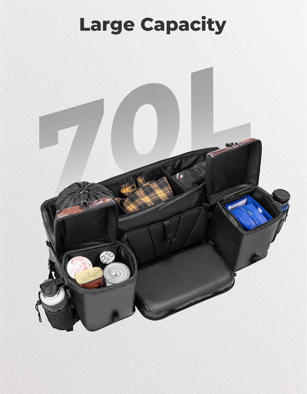 Photo of 83L ATV Cargo Bag w/ cooler bag for Polaris Can-Am Kawasaki Arctic Cat CFMOTO by Kemimoto - Premium for UTVs / Side by Sides