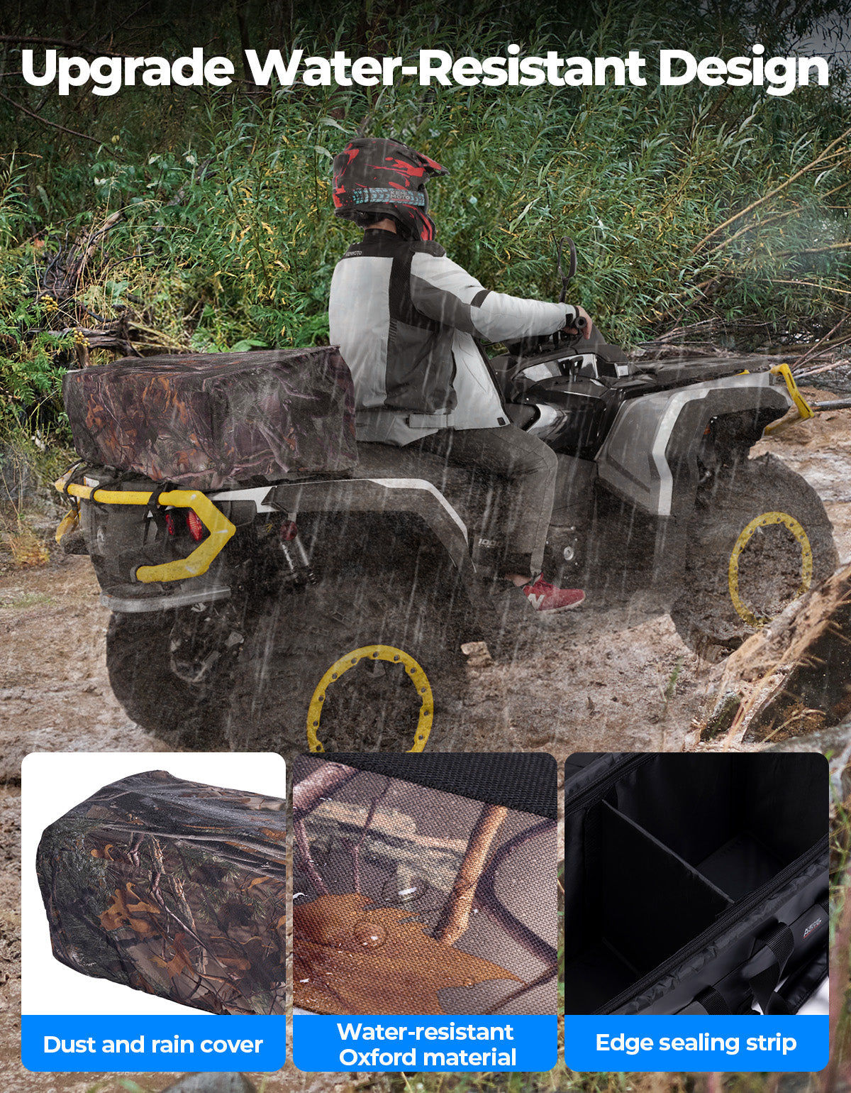 Photo of 83L ATV Cargo Bag w/ cooler bag for Polaris Can-Am Kawasaki Arctic Cat CFMOTO by Kemimoto - Premium for UTVs / Side by Sides