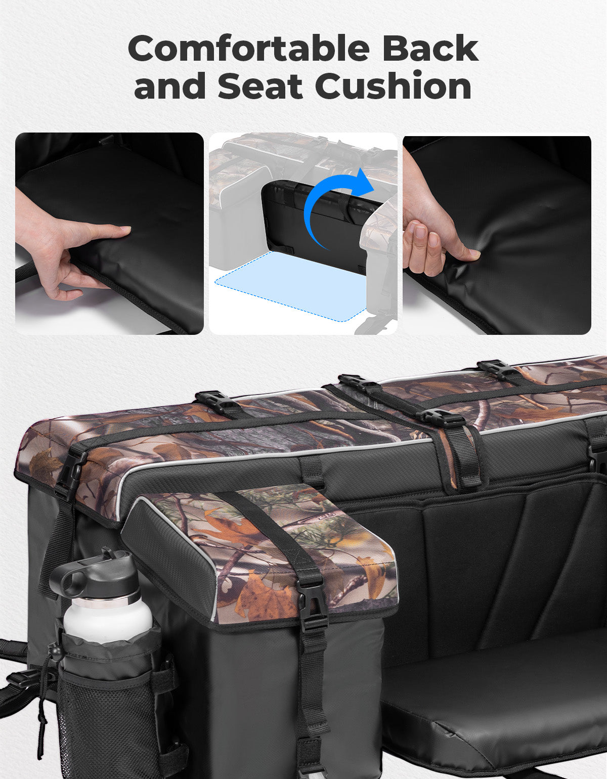 Photo of 83L ATV Cargo Bag w/ cooler bag for Polaris Can-Am Kawasaki Arctic Cat CFMOTO by Kemimoto - Premium for UTVs / Side by Sides