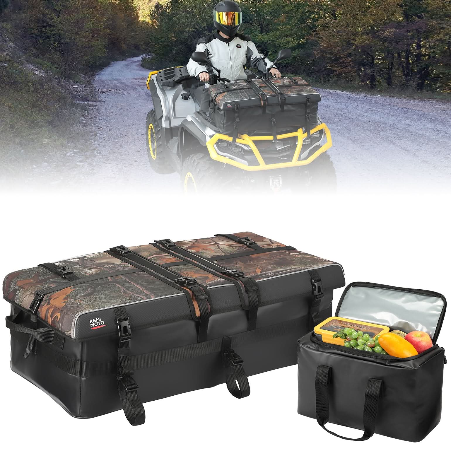 Photo of 80L ATV Cargo Storage Bag w/ cooler bag for Polaris Sportsman Can-Am Brute Force CFMOTO by Kemimoto - Premium for UTVs / Side by Sides