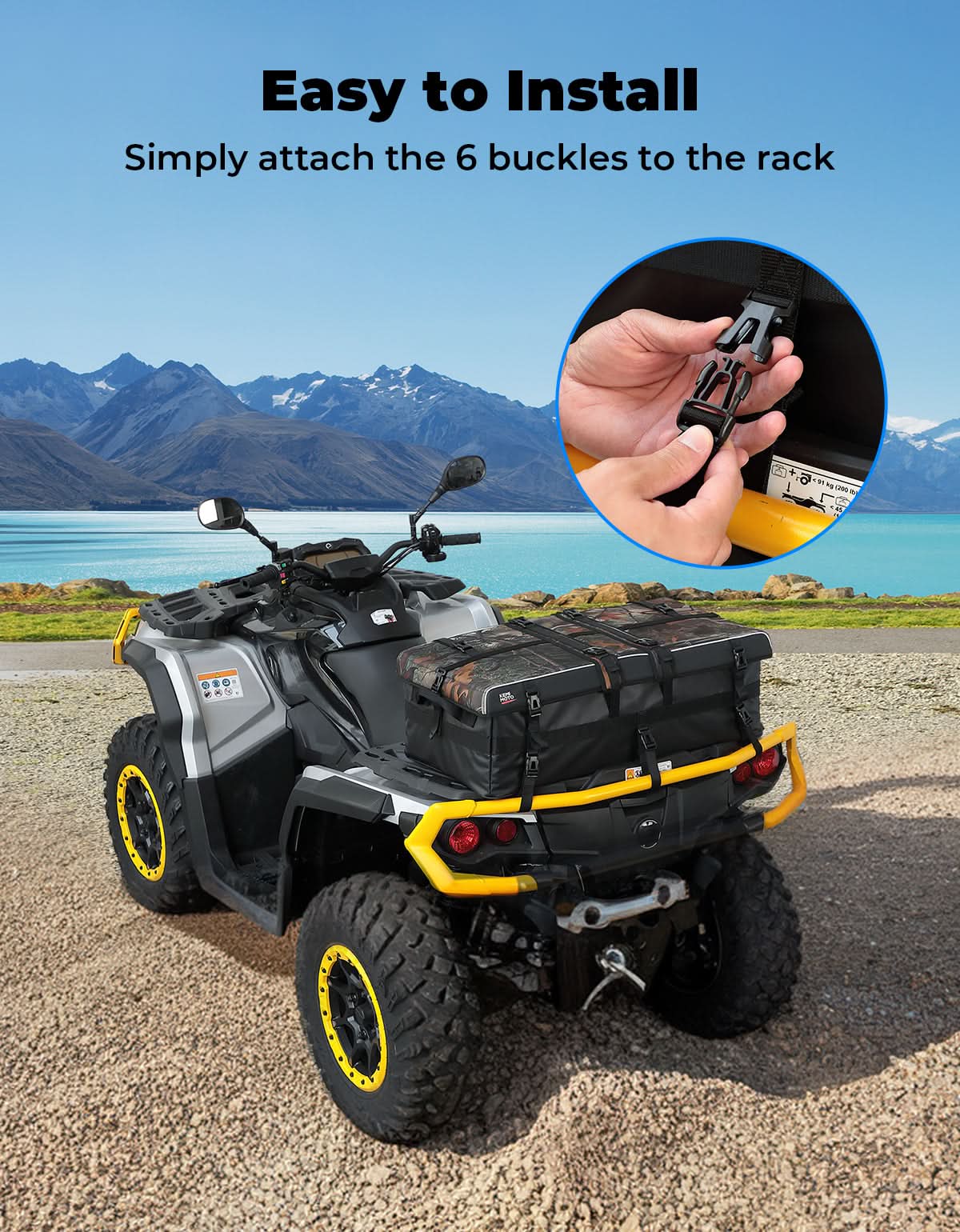 Photo of 80L ATV Cargo Storage Bag w/ cooler bag for Polaris Sportsman Can-Am Brute Force CFMOTO by Kemimoto - Premium for UTVs / Side by Sides