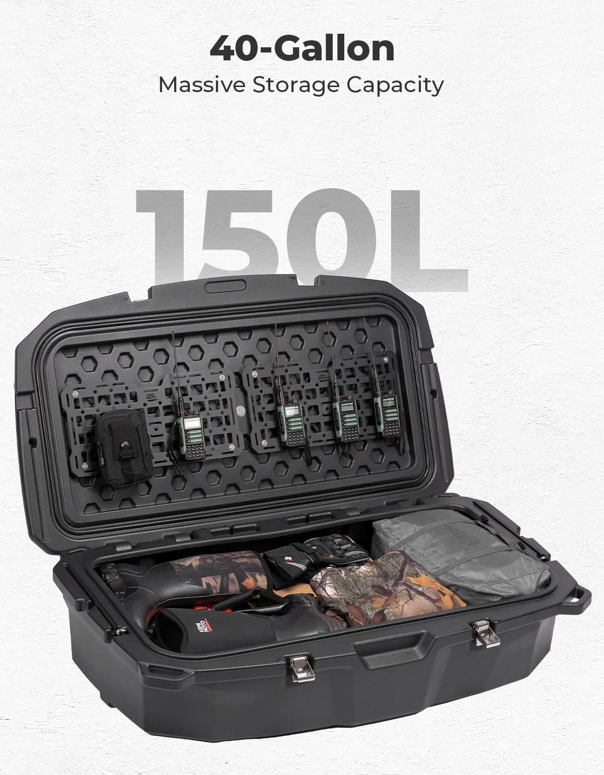 Photo of UTV Rear Rack Cargo Box for Can-Am Maverick R 2024+ by Kemimoto - Premium for UTVs / Side by Sides
