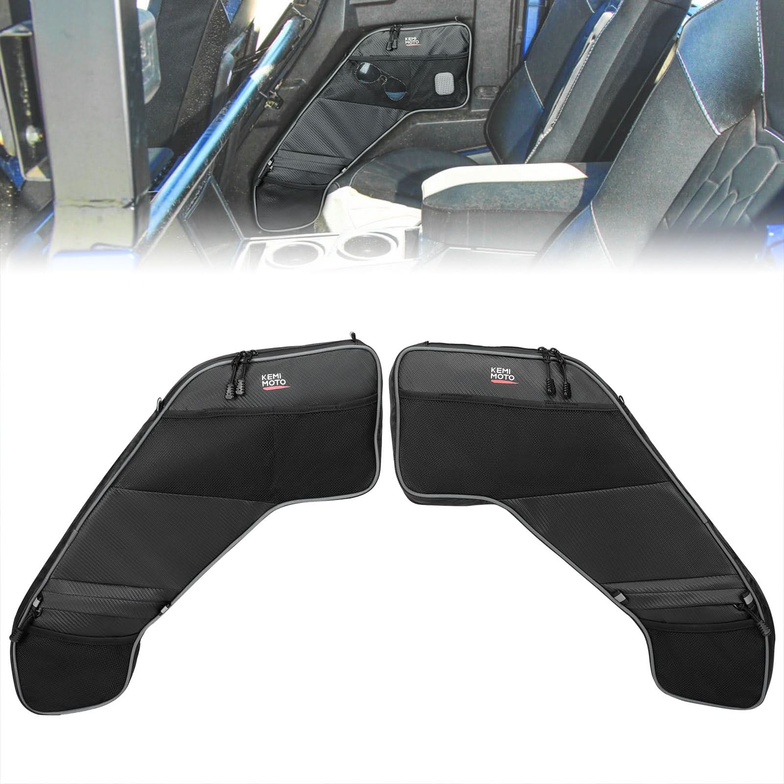 Photo of UTV Rear Door Bags with Knee Pad for Polaris General 4 1000 /XP 4 1000 2017-2025 by Kemimoto - Premium for UTVs / Side by Sides