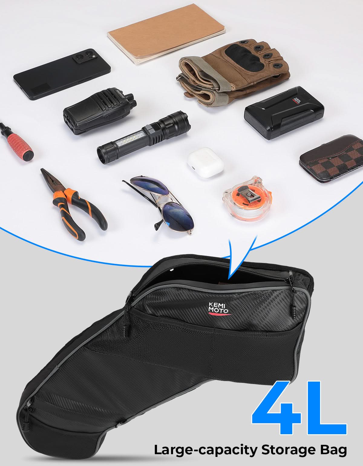 Photo of UTV Rear Door Bags with Knee Pad for Polaris General 4 1000 /XP 4 1000 2017-2025 by Kemimoto - Premium for UTVs / Side by Sides