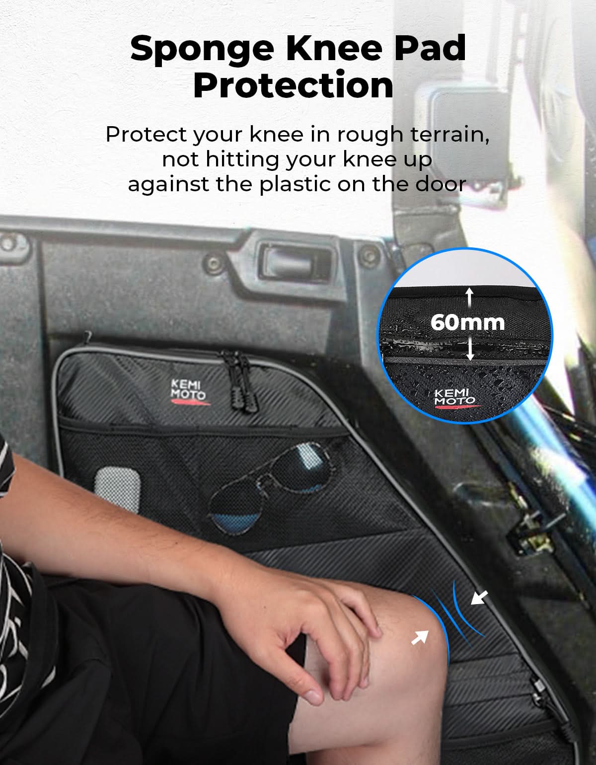 Photo of UTV Rear Door Bags with Knee Pad for Polaris General 4 1000 /XP 4 1000 2017-2025 by Kemimoto - Premium for UTVs / Side by Sides