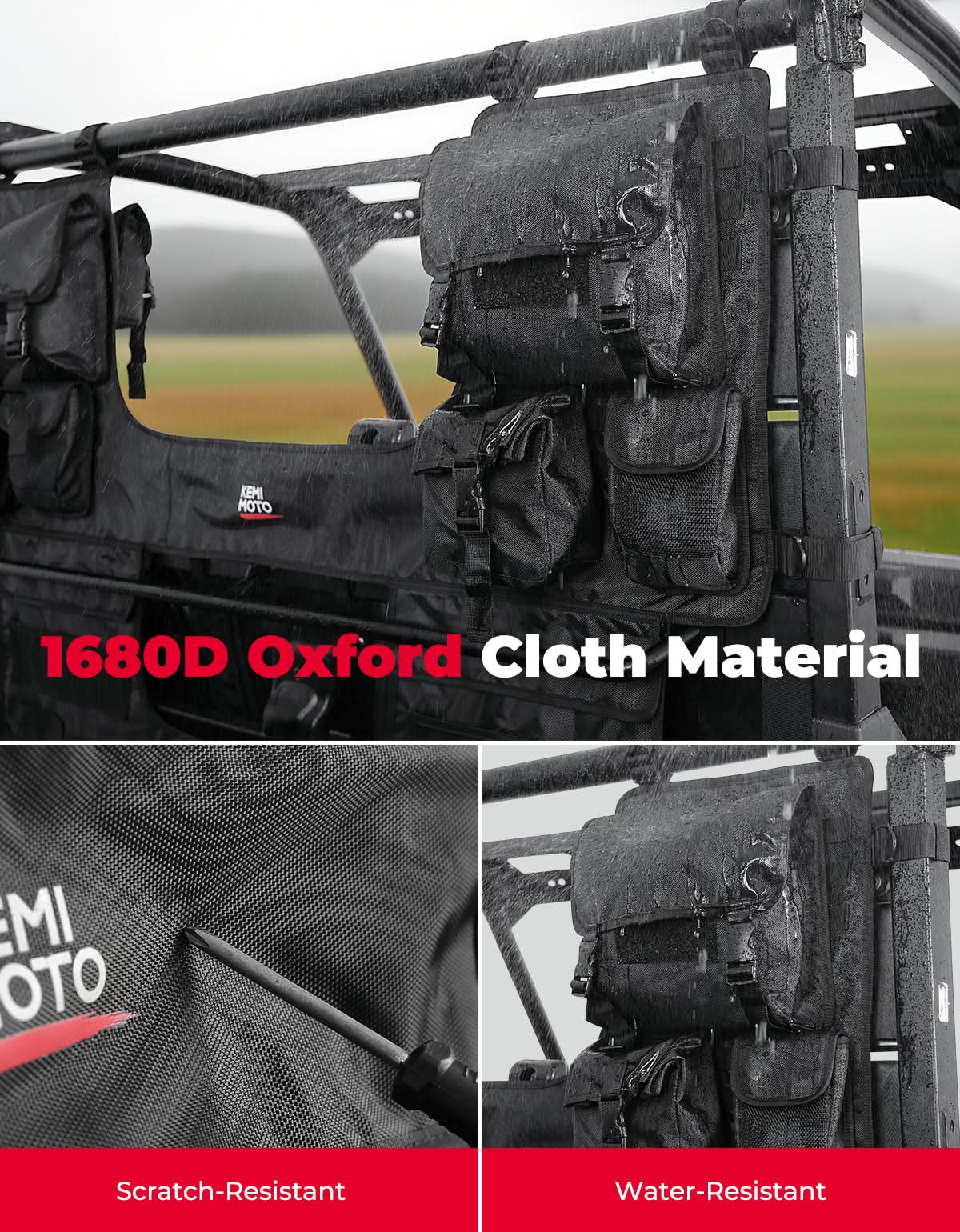 Photo of UTV Tool Bag Rack Heavy Duty Canvas Seat Back Rack for Polaris Ranger | Can Am | CFMOTO by Kemimoto - Premium for UTVs / Side by Sides