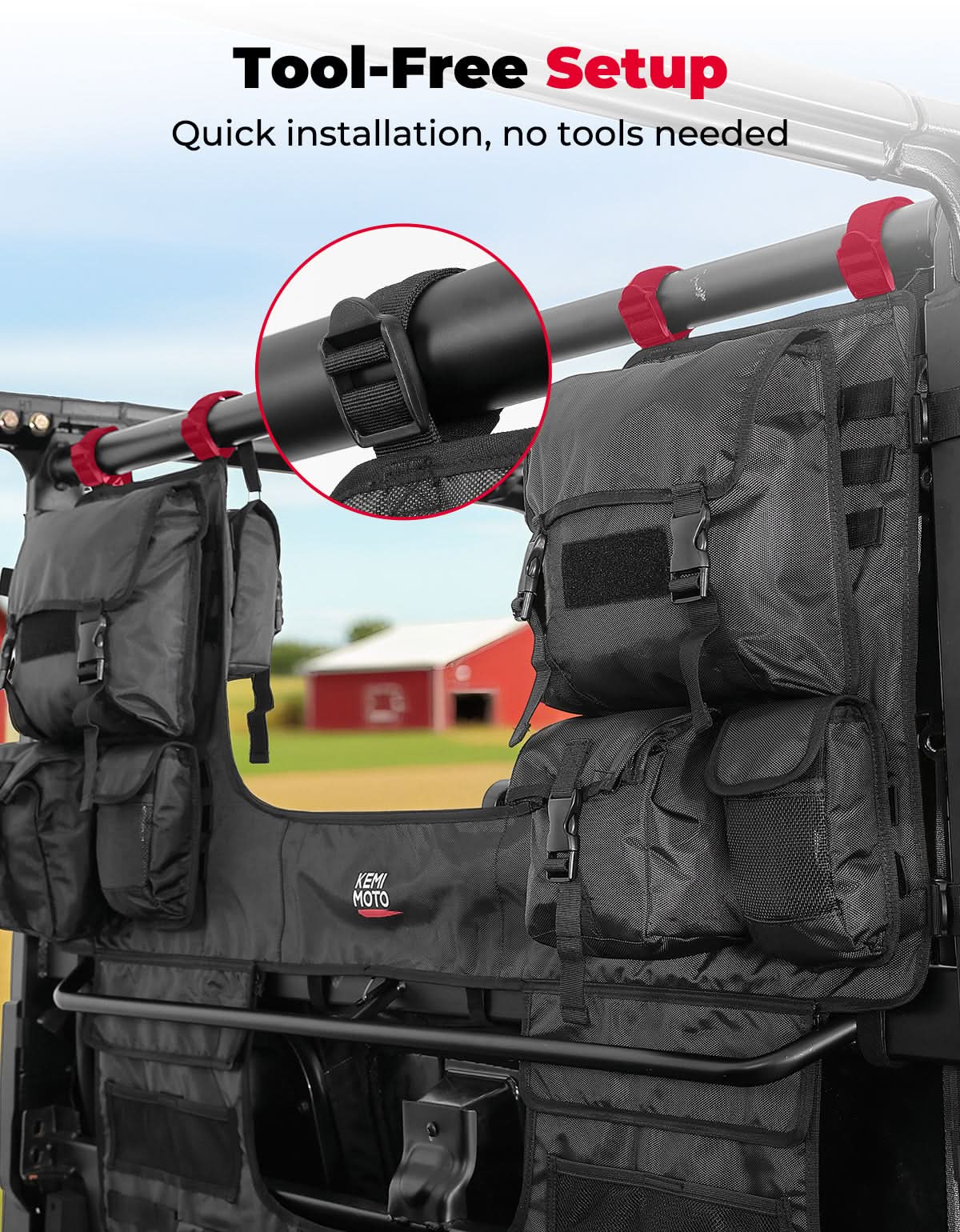 Photo of UTV Tool Bag Rack Heavy Duty Canvas Seat Back Rack for Polaris Ranger | Can Am | CFMOTO by Kemimoto - Premium for UTVs / Side by Sides