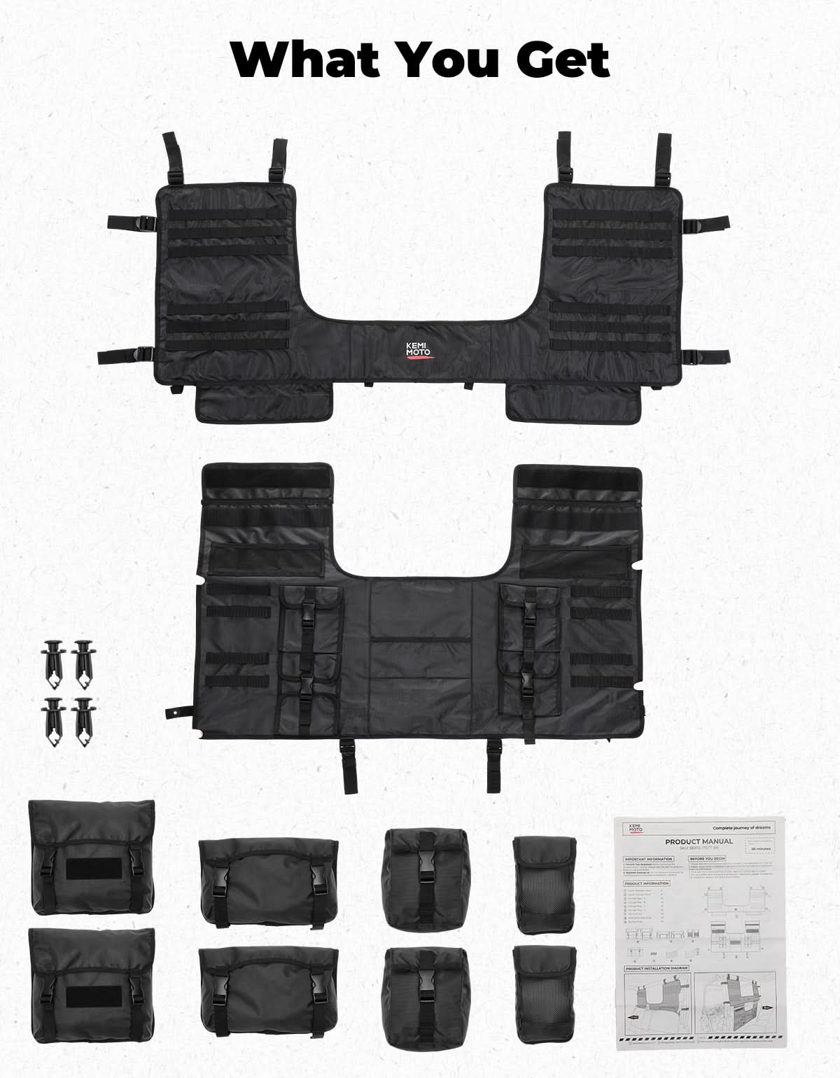 Photo of UTV Tool Bag Rack Heavy Duty Canvas Seat Back Rack for Polaris Ranger | Can Am | CFMOTO by Kemimoto - Premium for UTVs / Side by Sides