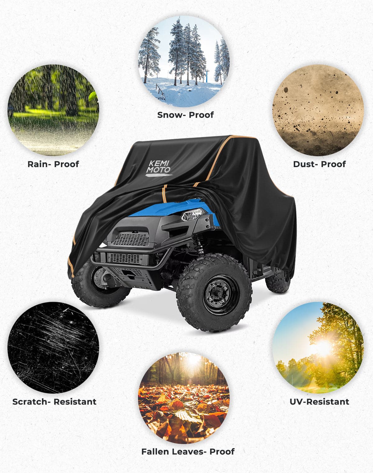 Photo of 2-3 Seaters UTV Cover for Defender / Ranger XP 1000 / Pioneer / UFORCE by Kemimoto - Premium for UTVs / Side by Sides