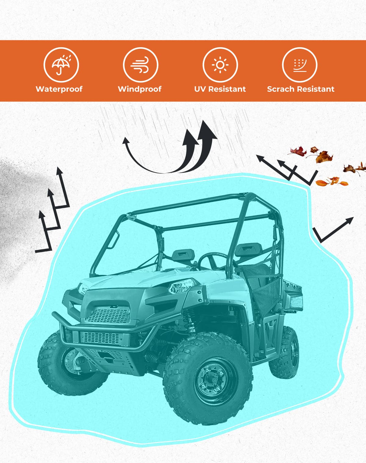 Photo of 2-3 Seaters UTV Cover for Defender / Ranger XP 1000 / Pioneer / UFORCE by Kemimoto - Premium for UTVs / Side by Sides