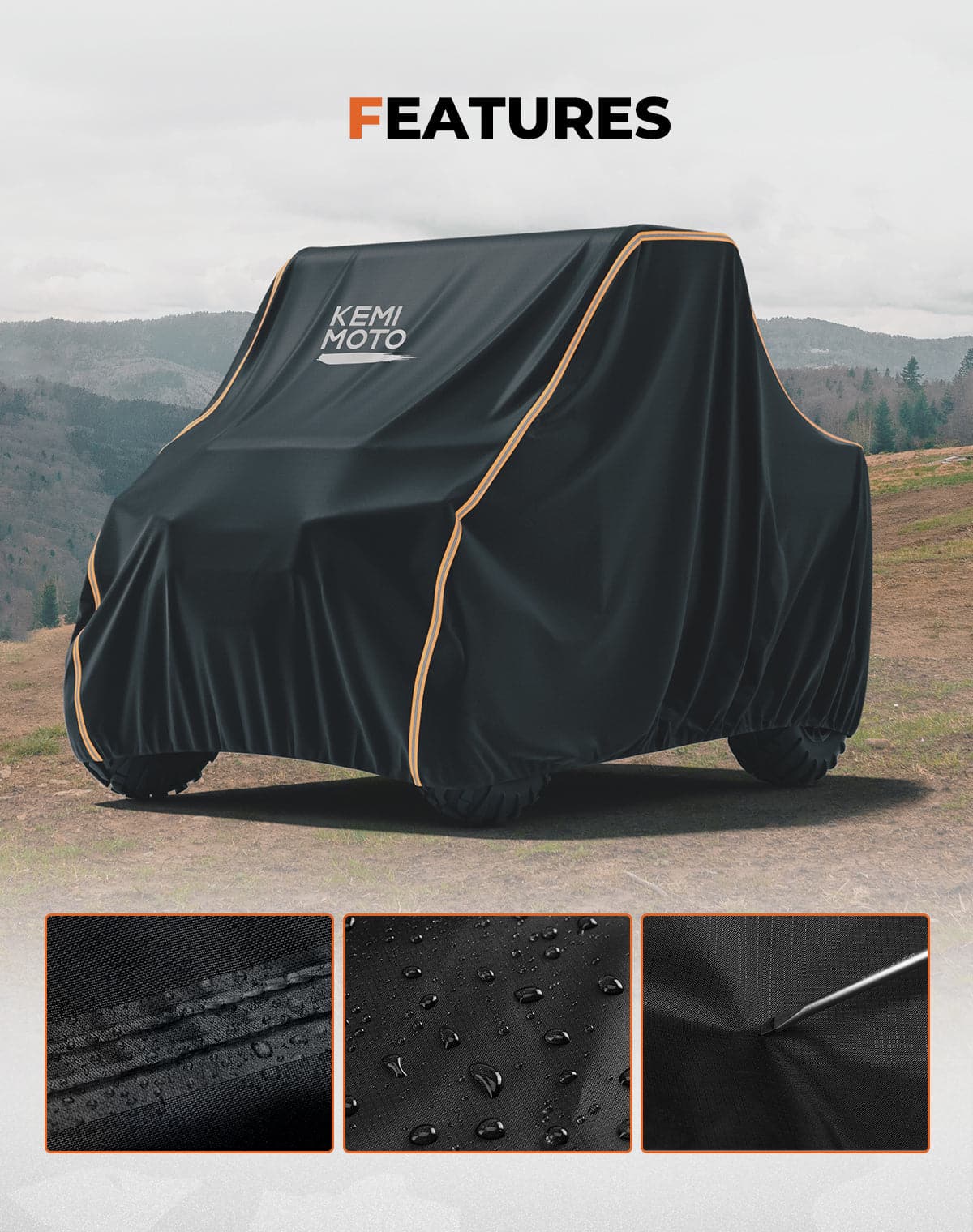Photo of 2-3 Seaters UTV Cover for Defender / Ranger XP 1000 / Pioneer / UFORCE by Kemimoto - Premium for UTVs / Side by Sides