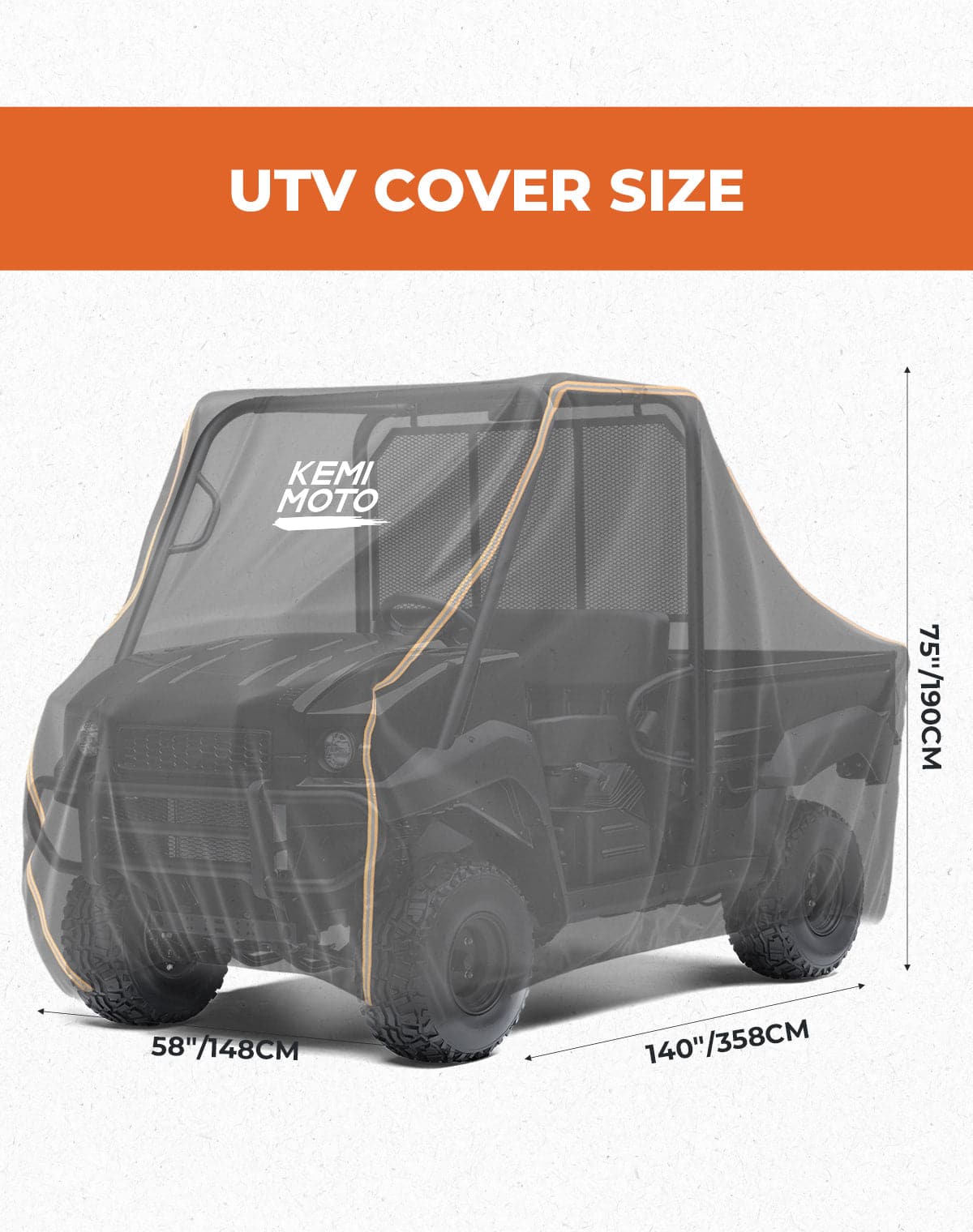 Photo of 2-3 Seaters UTV Cover for Defender / Ranger XP 1000 / Pioneer / UFORCE by Kemimoto - Premium for UTVs / Side by Sides