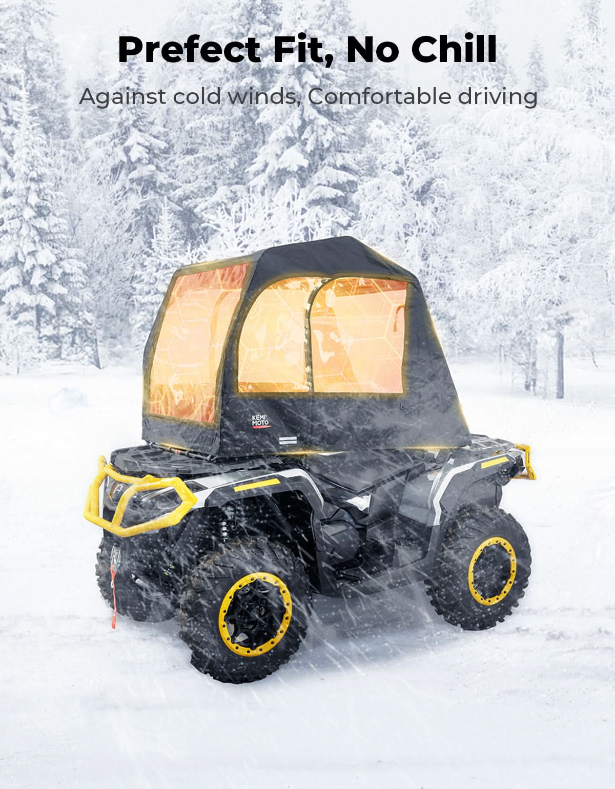 Photo of Universal ATV Cab Enclosure for Polaris|Can-Am|Kawasaki|CFMOTO by Kemimoto - Premium for UTVs / Side by Sides