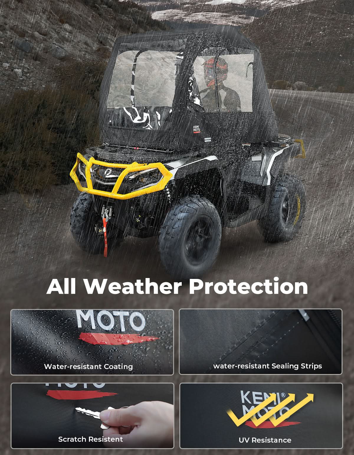 Photo of Universal ATV Cab Enclosure for Polaris|Can-Am|Kawasaki|CFMOTO by Kemimoto - Premium for UTVs / Side by Sides