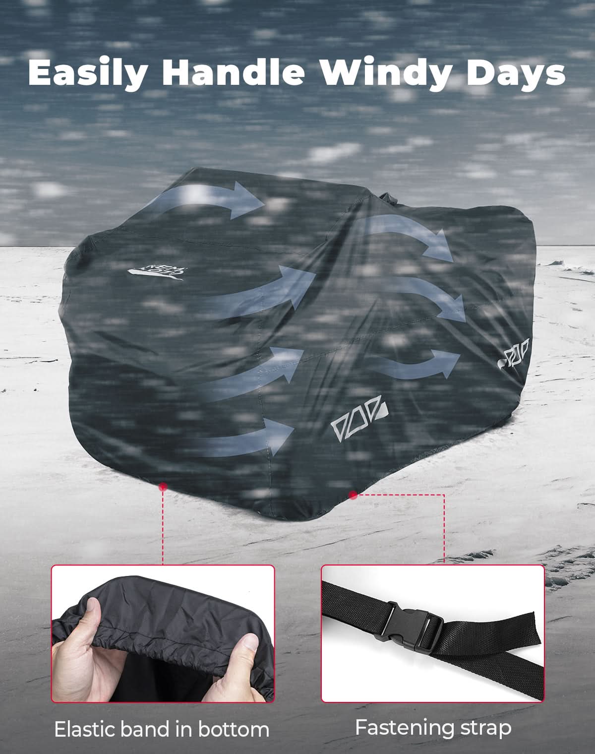 Photo of Universal ATV Waterproof Cover 90'' X 43'' X 46'' by Kemimoto - Premium for UTVs / Side by Sides